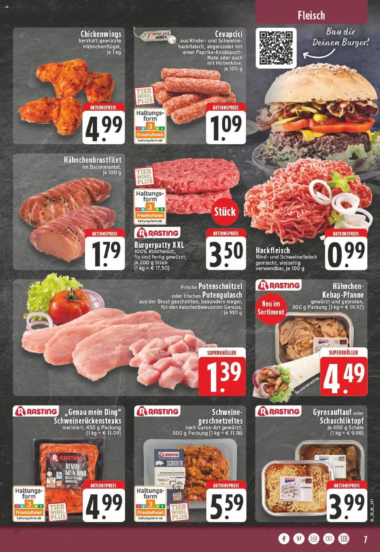Edeka prospekt Schwerte - Holzen	 - gültig ab dem 08.06.2025 | Seite: 7 | Produkte: Cevapcici, Putenschnitzel, Schweinefleisch, Fleisch