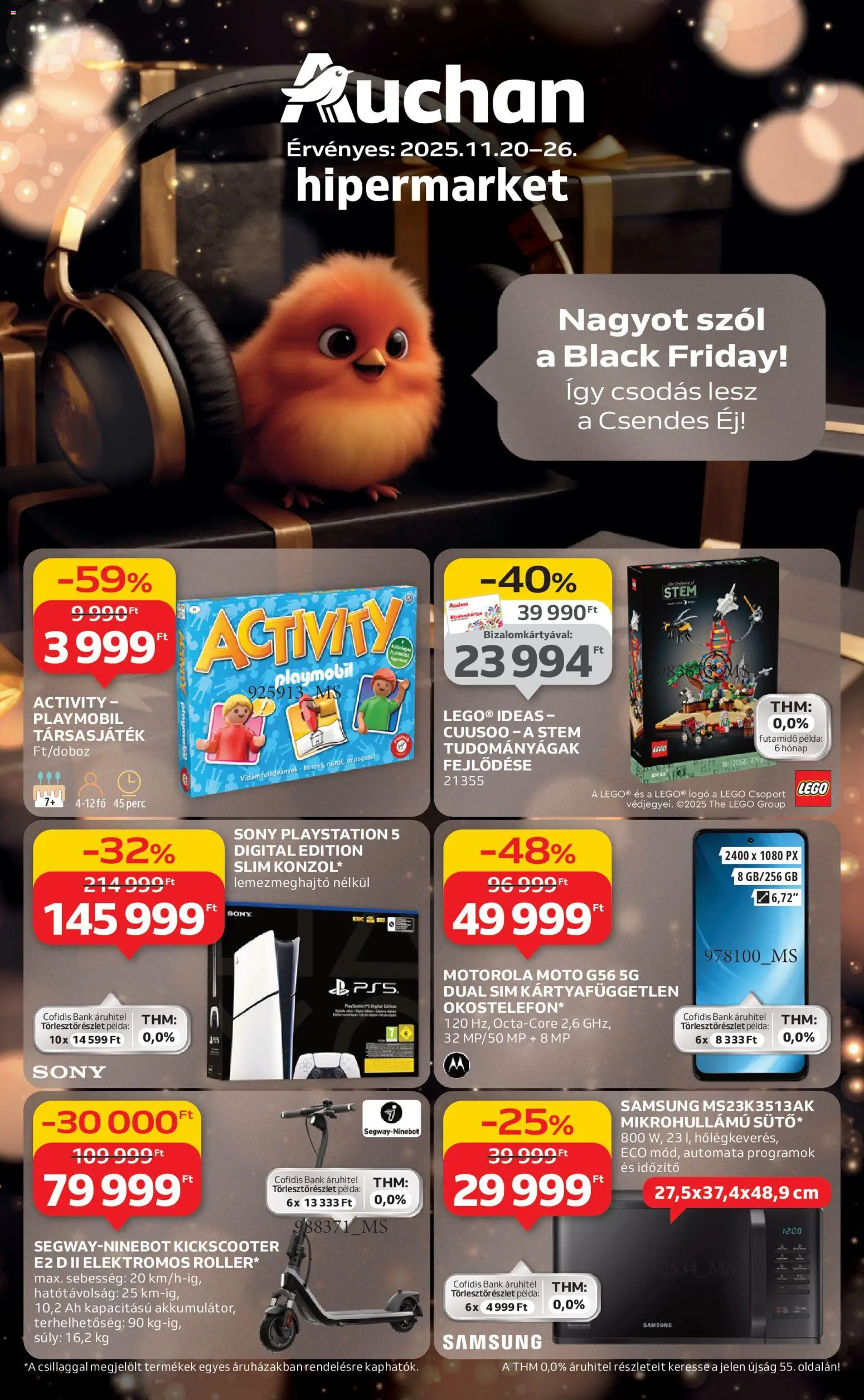 Auchan akciós ujság - amely érvényes a következő dátumtól: 20.11.2025 | Oldal: 1 | Termékek: PlayStation, Társasjáték, Samsung