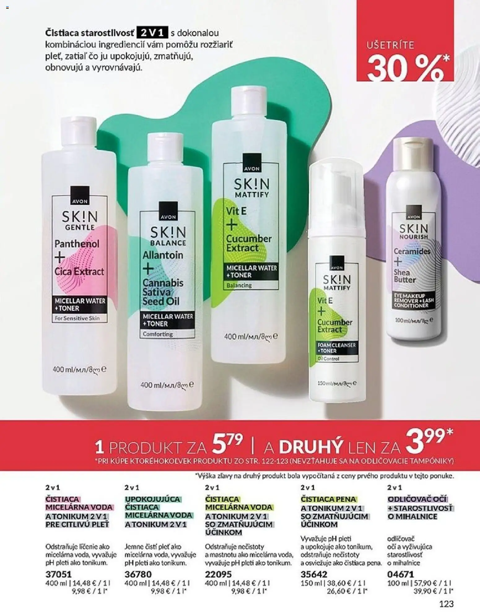 Nové Avon akcie – leták je platný od 01.02.2026 | Strana: 123 | Produkty: Odličovač, Odličovač očí, Voda, Toner