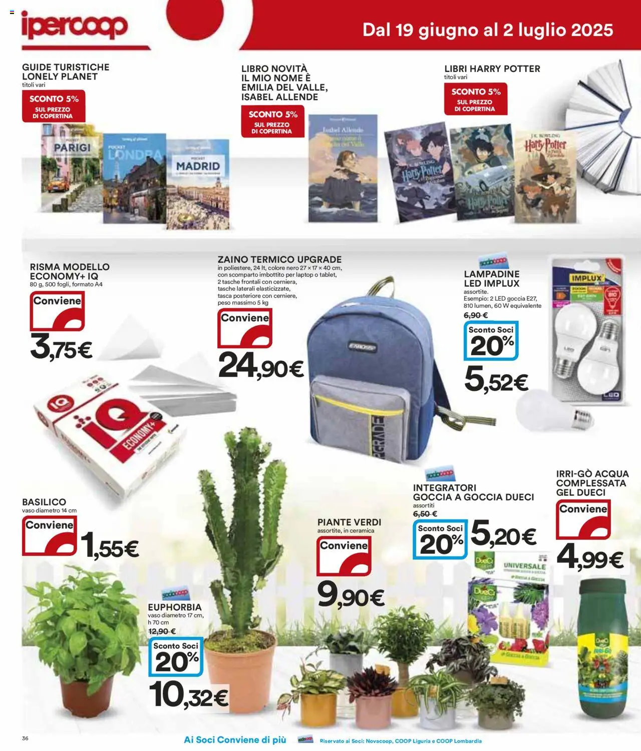 Volantino Ipercoop del 19.06.2025 | Pagina: 36 | Prodotti: Acqua, Basilico, Laptop, Vaso
