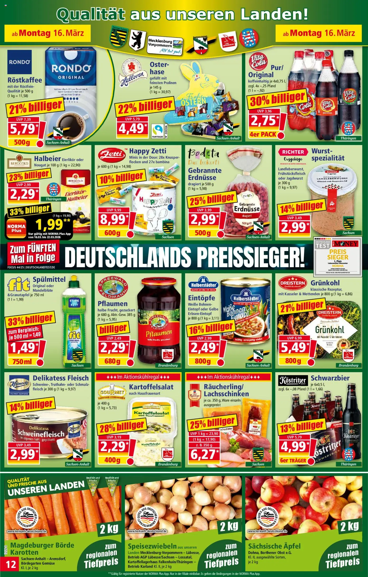Norma Prospekt 	 – gültig ab 16.03.2026 | Seite: 12 | Produkte: Pflaumen, Kostritzer, Fleisch, Flocken