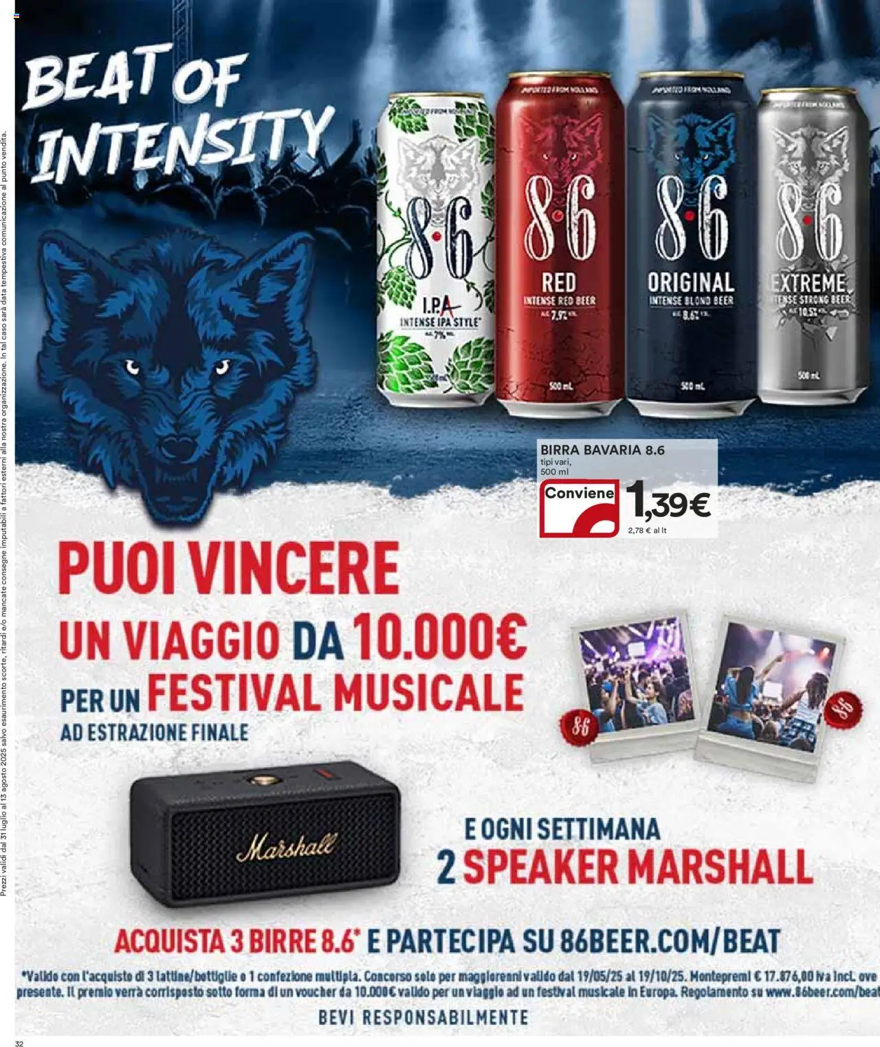 Volantino Ipercoop del 31.07.2025 | Pagina: 32 | Prodotti: Birra, Data, Speaker
