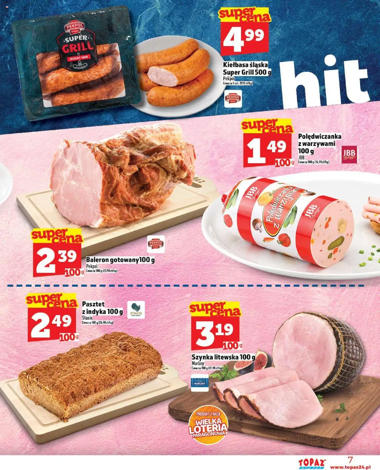 Topaz Gazetka - Express od 11.09.2025 | Strona: 7 | Produkty: Kiełbasa, Grill, Szynka, Kiełbasa śląska