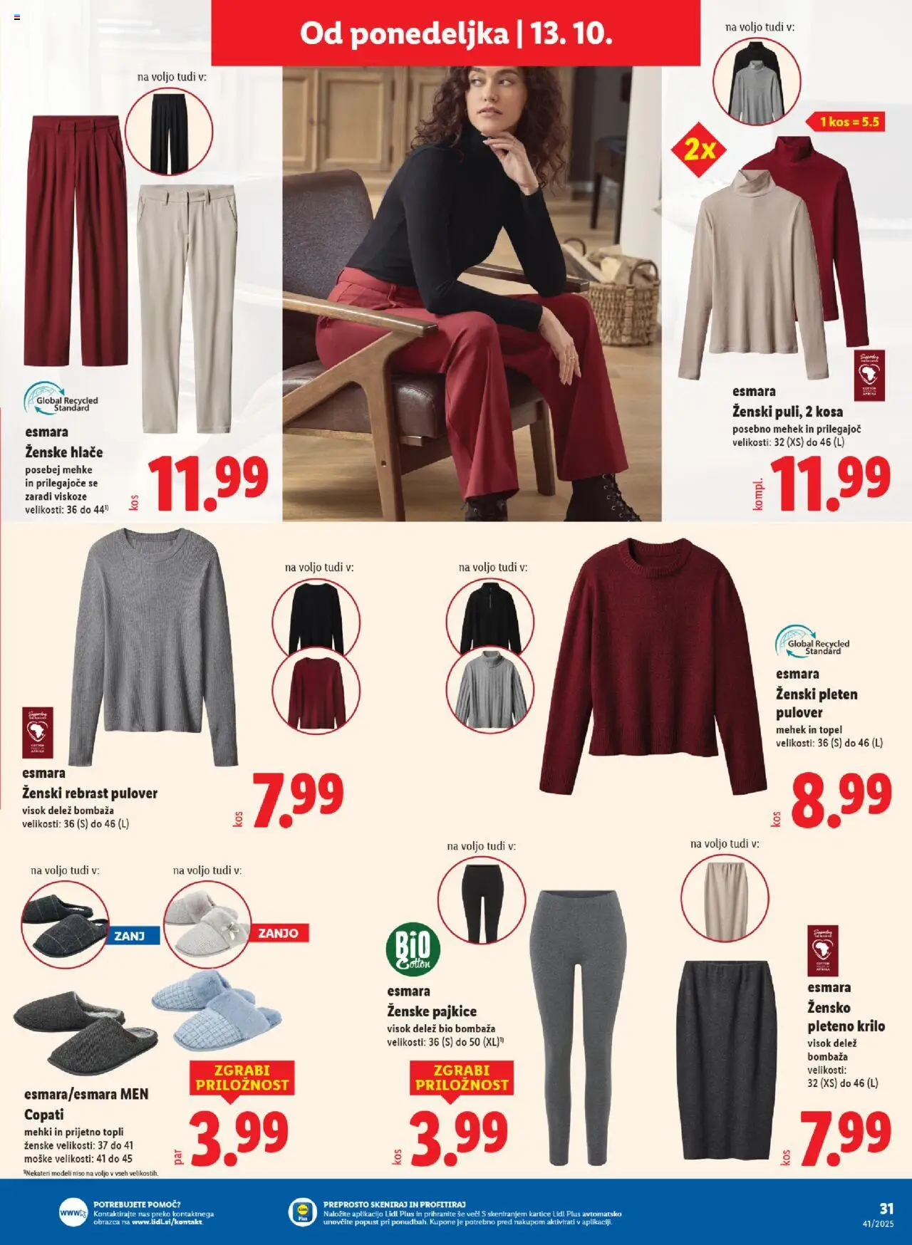 Novi Lidl katalog ponudbe – veljaven od 09.10.2025 | Stran: 57 | Izdelki: Krilo, Pulover, Hlace, Copati