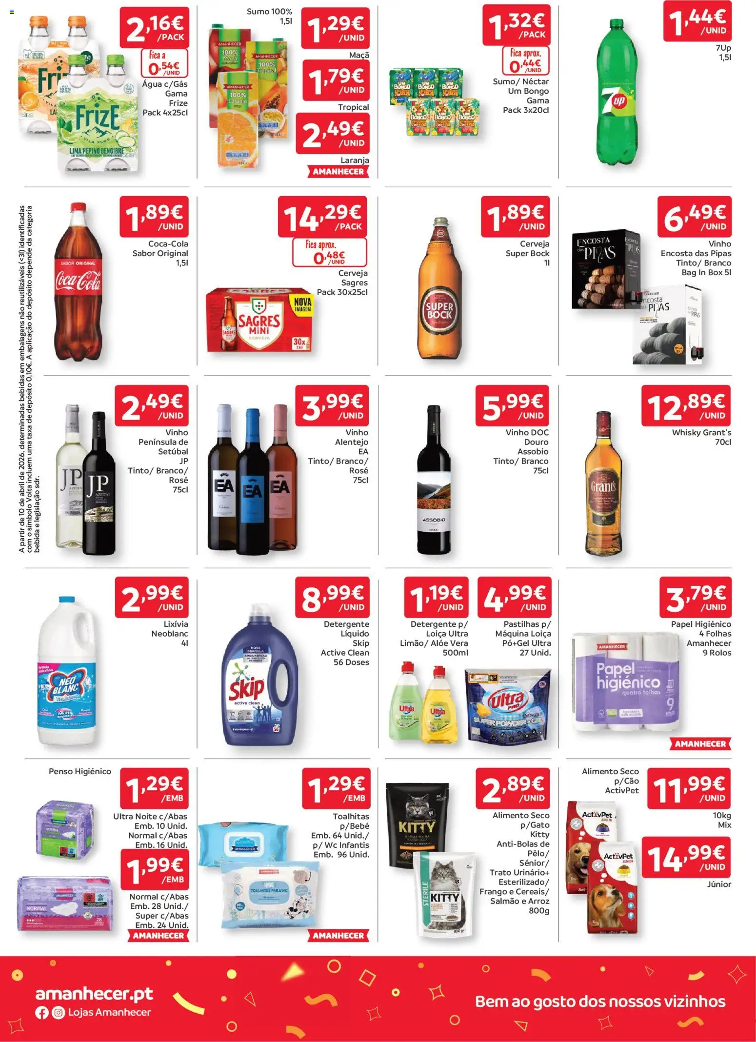 Amanhecer folheto │ válido de 23.04.2026 | Página: 4 | Produtos: Detergente, Sumo, Cerveja, Bebida