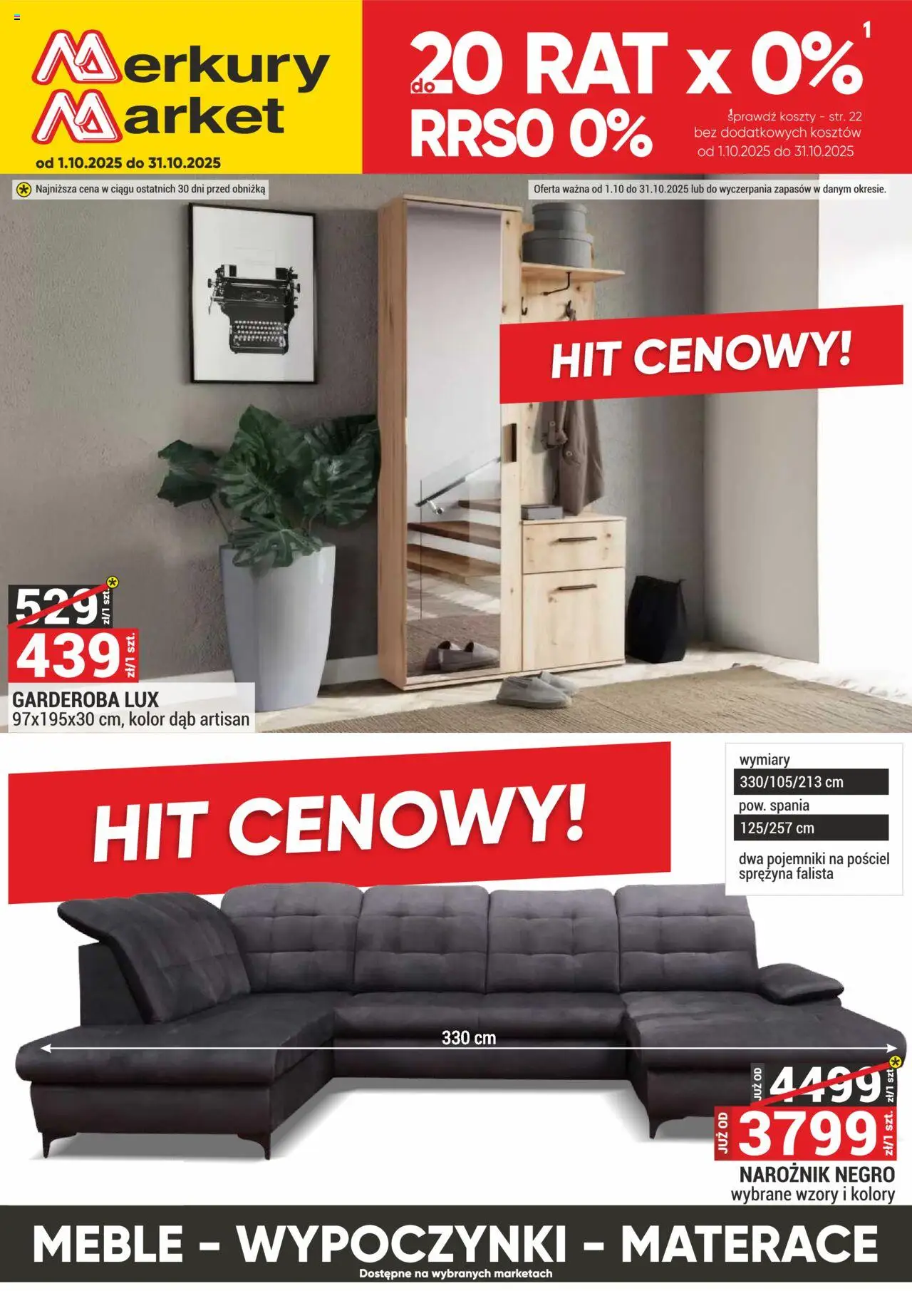 Merkury Market Gazetka - Meble, Wypoczynki, Materace od 01.10.2025 | Strona: 1 | Produkty: Pościel