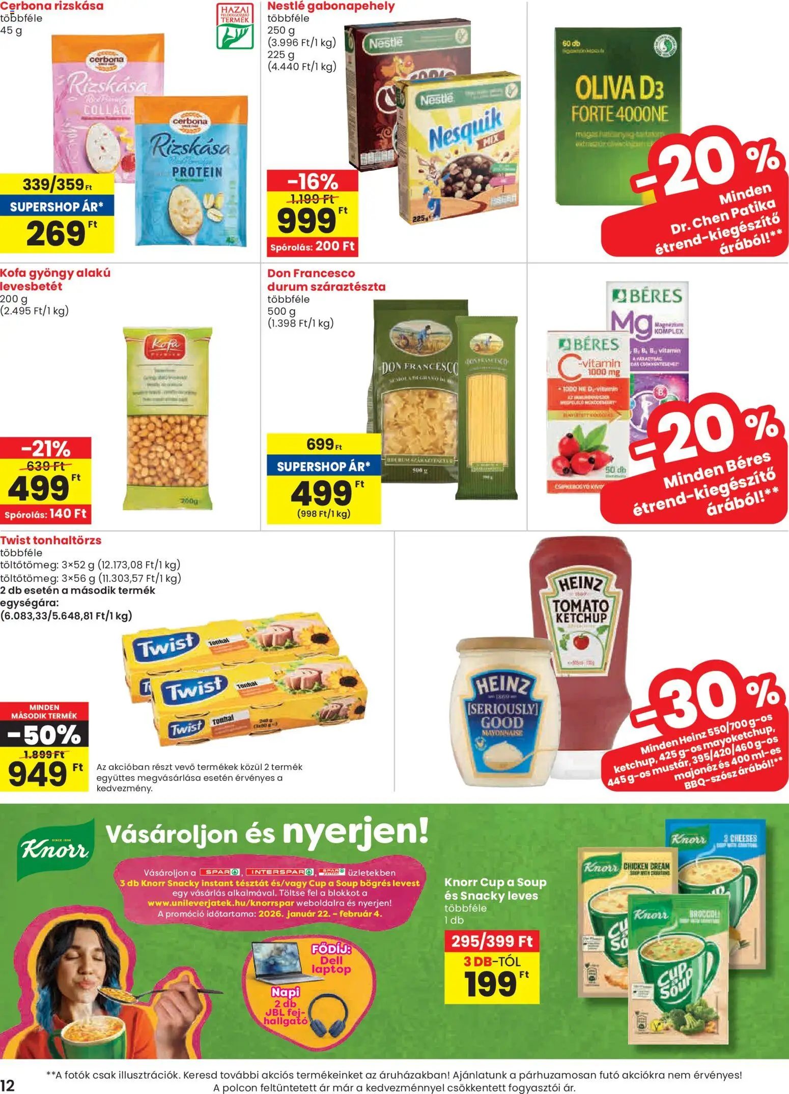 Spar akciós ujság - amely érvényes a következő dátumtól: 22.01.2026 | Oldal: 12 | Termékek: Tonhal, Protein, Nesquik, Majonéz