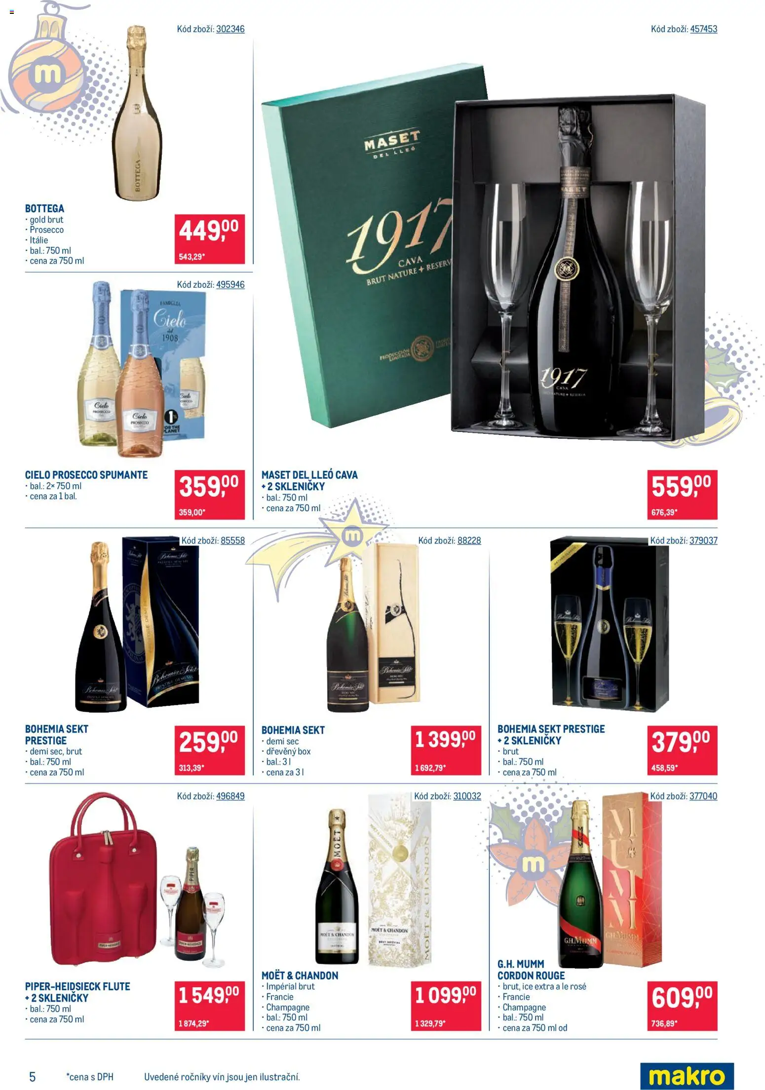 Makro leták - Dárkové balíčky od 22.10.2025 | Strana: 5 | Produkty: Prosecco, Box, Bohemia sekt, Skleničky
