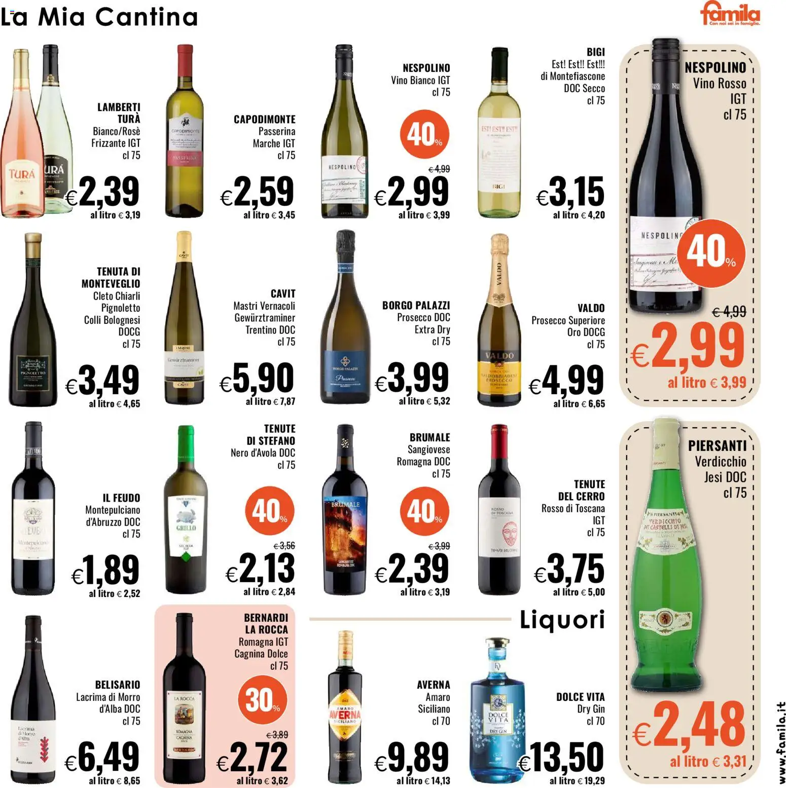 Volantino Famila del 13.11.2025 | Pagina: 21 | Prodotti: Gin, Prosecco, Vino, Vino bianco
