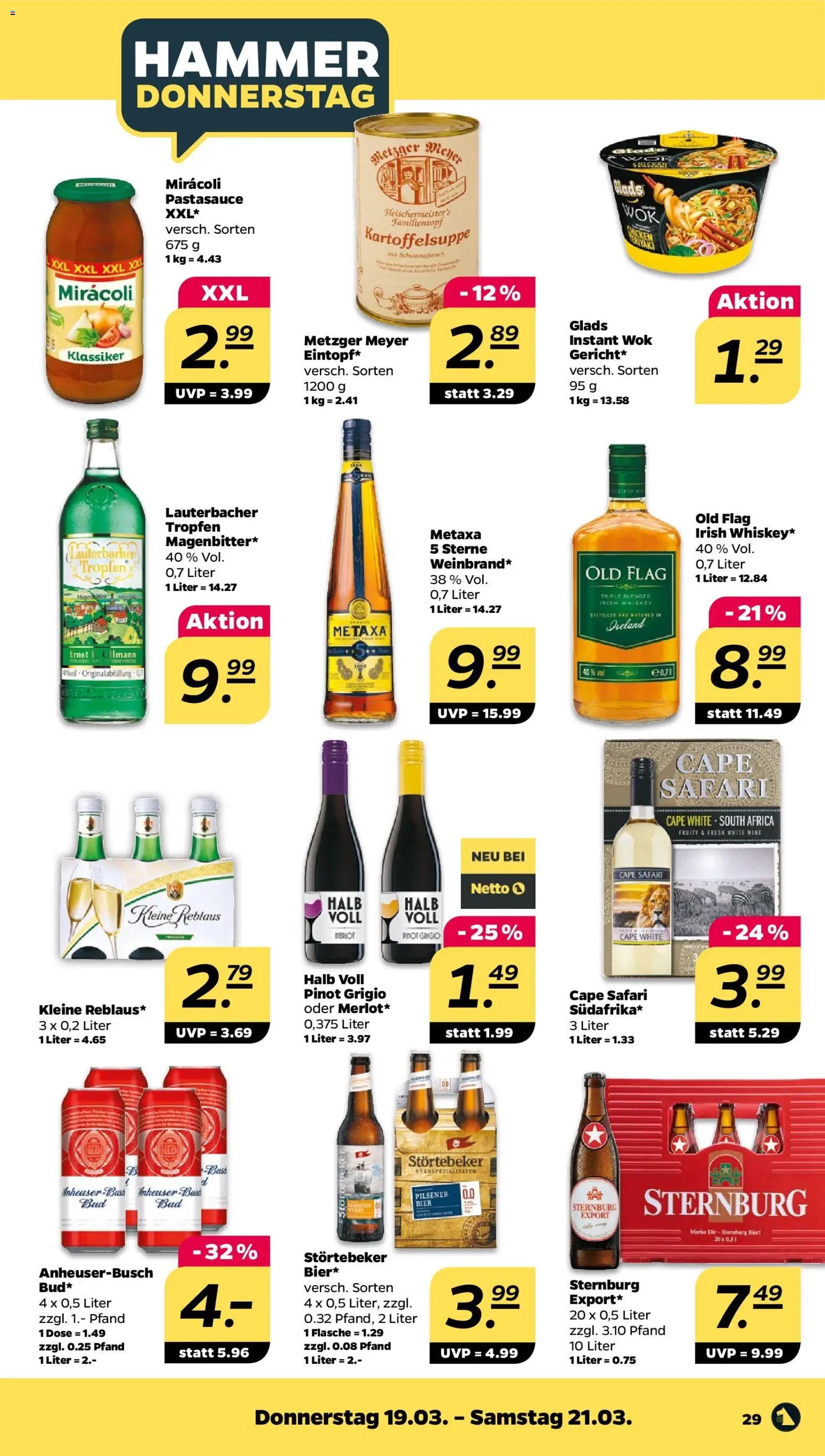 Netto Prospekt 	 – gültig ab 16.03.2026 | Seite: 35 | Produkte: Metaxa, Schweinefleisch, Wok, Whiskey
