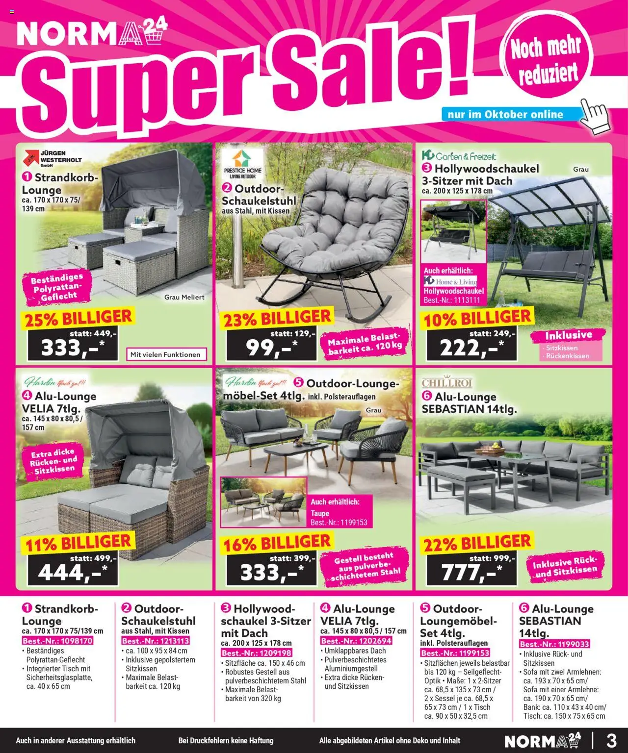 Norma Bestellmagazin  gültig ab 01.10.2025 | Seite: 3 | Produkte: Kissen, Sofa, Sessel, Tisch