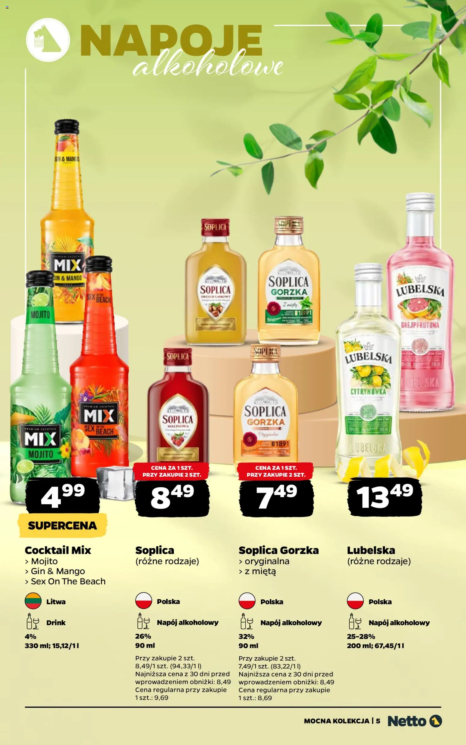 Netto gazetka - Alkohole mocne od 13.04.2026 | Strona: 5 | Produkty: Mango, Napoje, Mięta, Gin