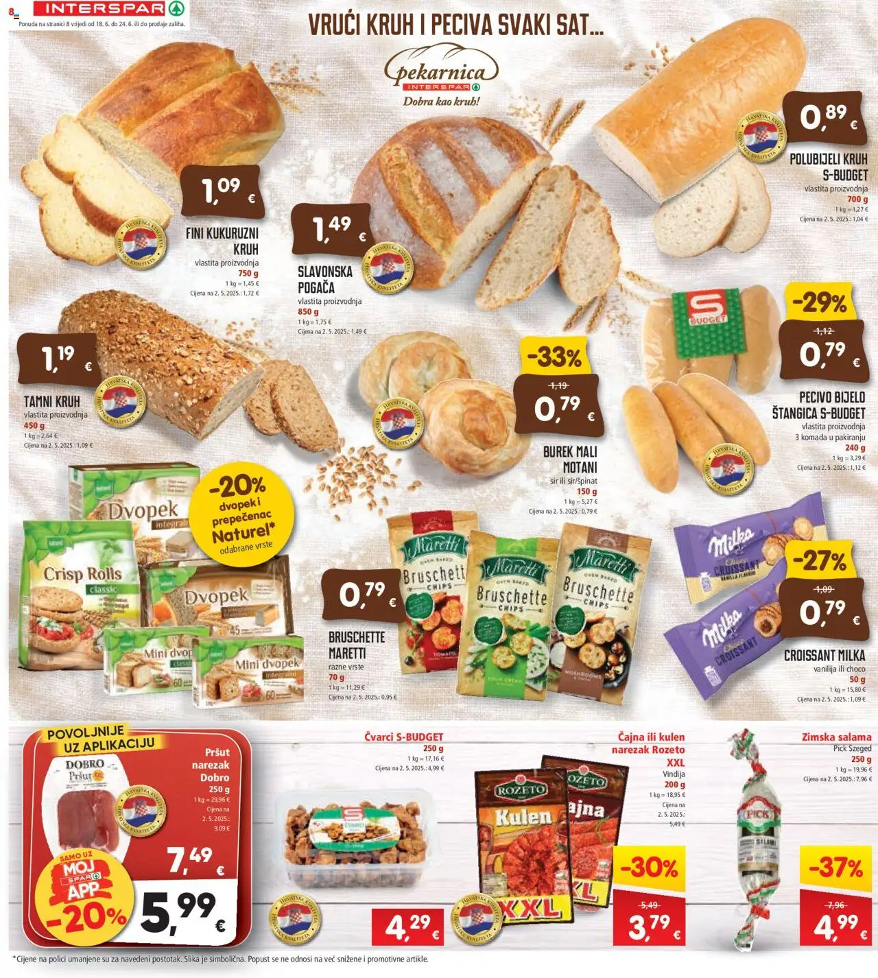 Interspar katalog | vrijedi od 18.06.2025 | Stranica: 8 | Proizvodi: Vindija, Kruh, Kulen, Sat