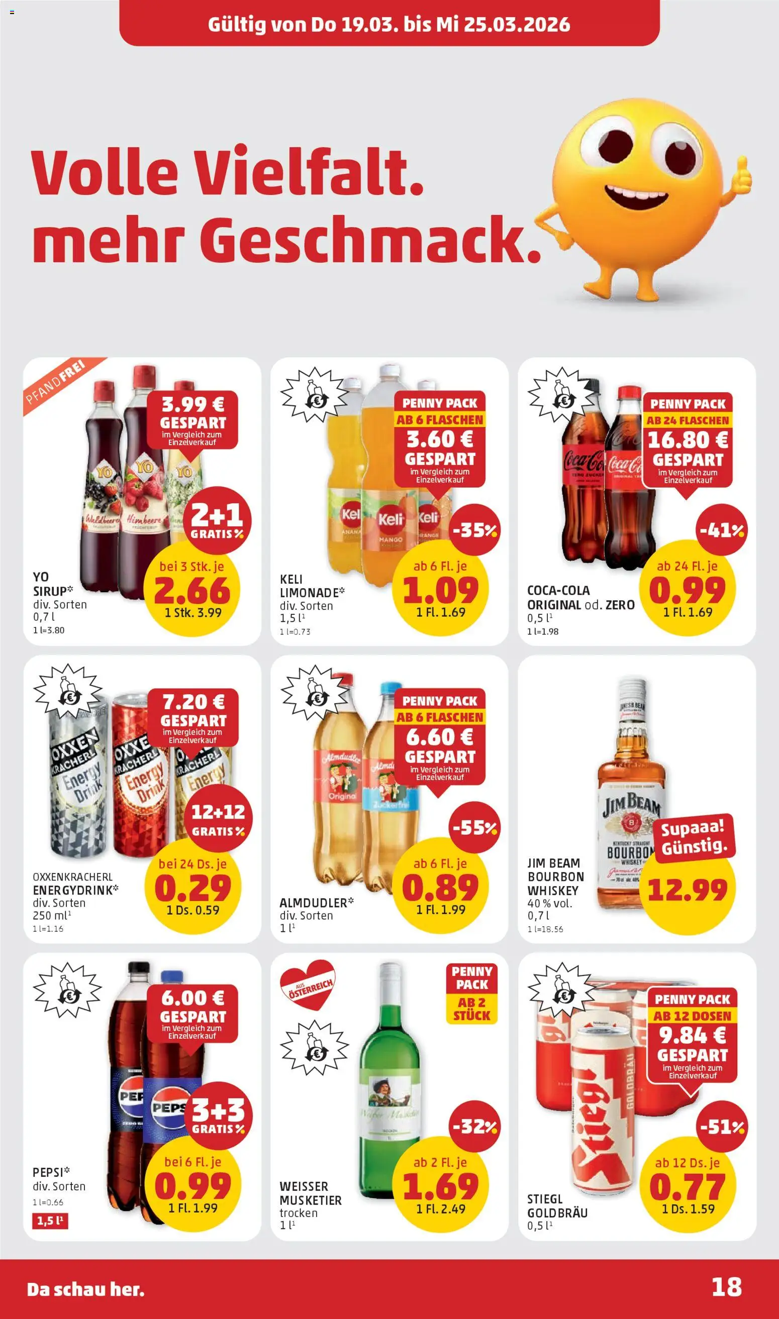 Penny Markt - Flugblatt gültig ab 19.03.2026 | Seite: 18 | Produkte: Whiskey, Zucker, Himbeere, Bourbon
