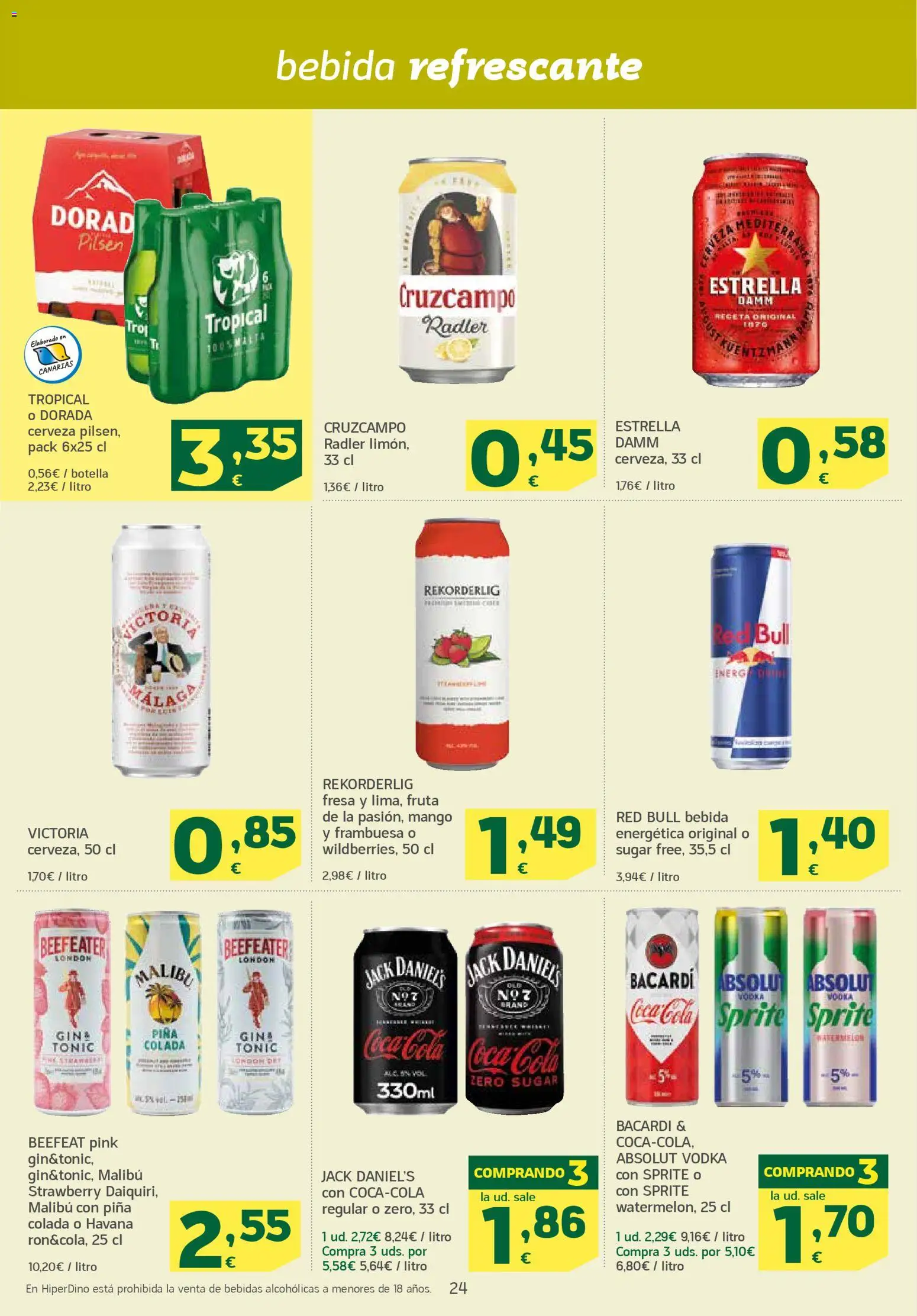 HiperDino folleto │ válido desde el 23.01.2026 | Página: 24 | Productos: Cerveza, Piña, Vodka, Πρίζες