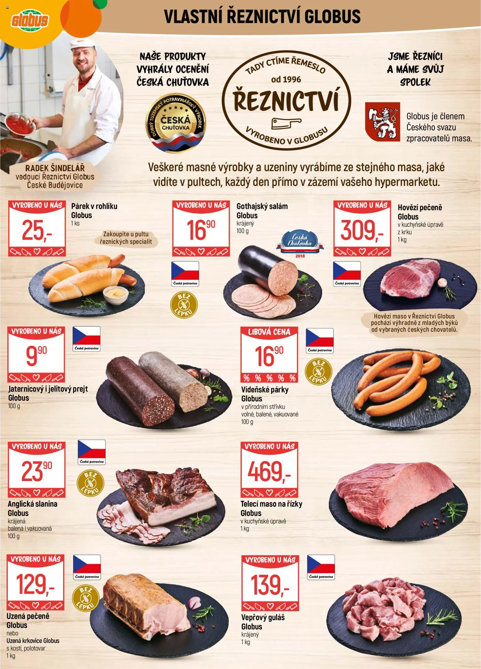 Globus leták - České Budějovice od 14.01.2026 | Strana: 5 | Produkty: Salám, Hovězí maso, Párky, Anglická slanina