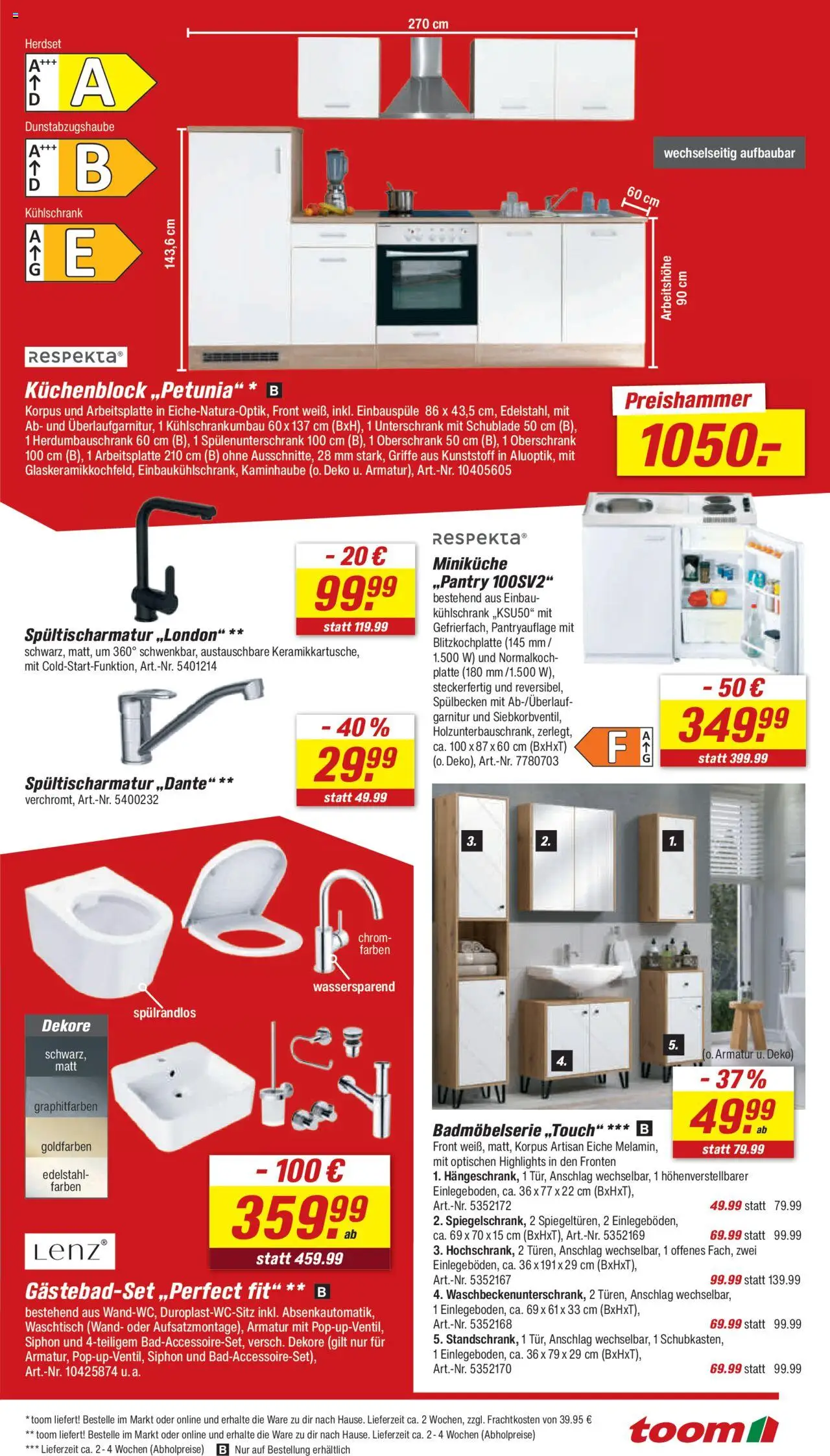 Toom Baumarkt - Prospekt – gültig ab 04.10.2025 | Seite: 13 | Produkte: Küchenblock, Armatur, Waschtisch, Unterschrank