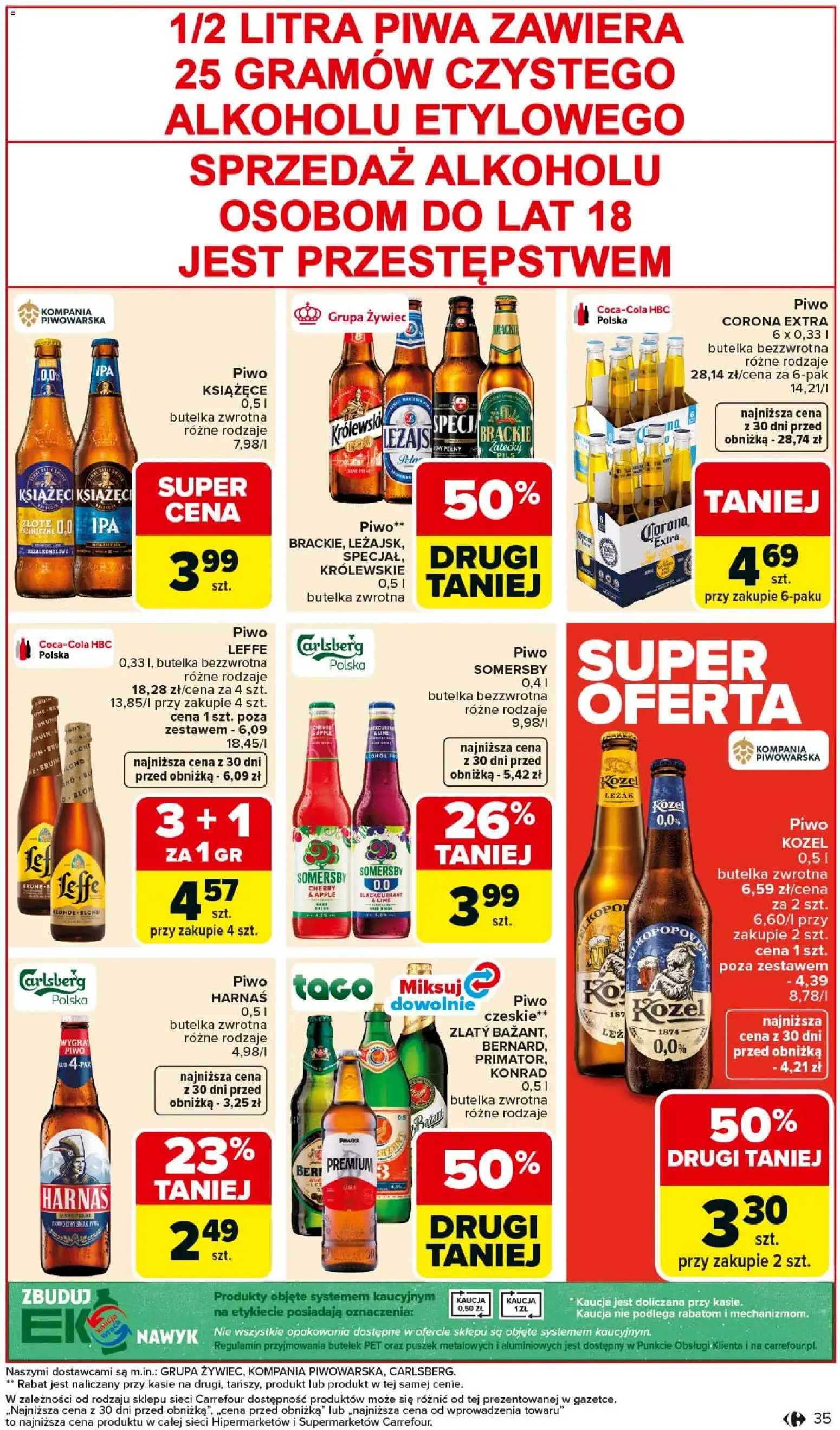 Carrefour Gazetka od 23.02.2026 | Strona: 37 | Produkty: Leżak, Harnaś, Piwo, Somersby