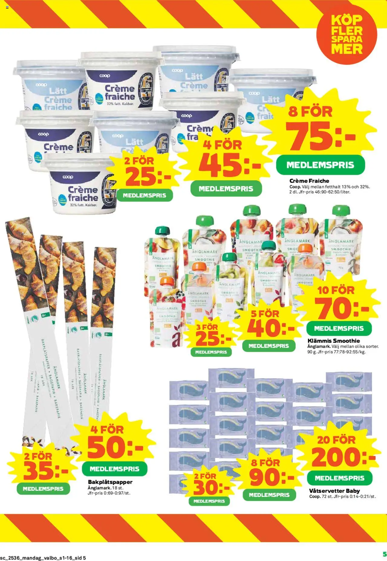 Coop Forum reklamblad aktuell från 01.09.2025 | Sida: 5 | Produkter: Klämmis, Bakplåtspapper, Creme fraiche