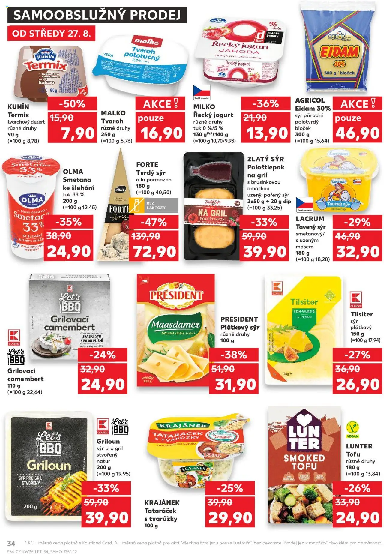 Kaufland leták - Brno od 27.08.2025 | Strana: 34 | Produkty: Tvarůžky, Test, Zrající sýr, Termix