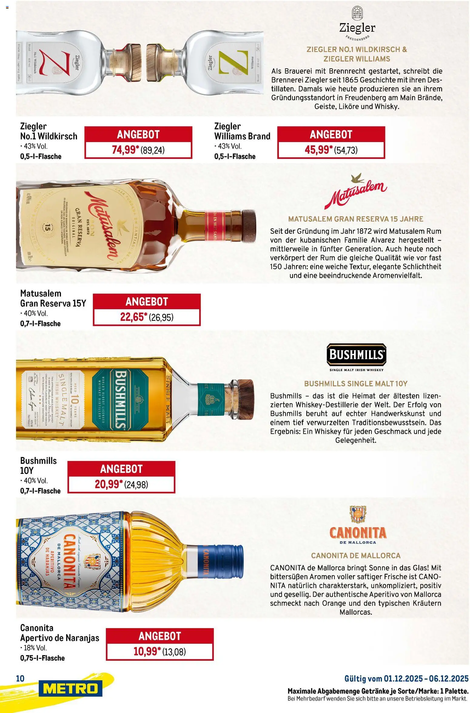 Metro Starke Marken – gültig ab 01.12.2025 | Seite: 10 | Produkte: Rum, Bourbon, Whiskey
