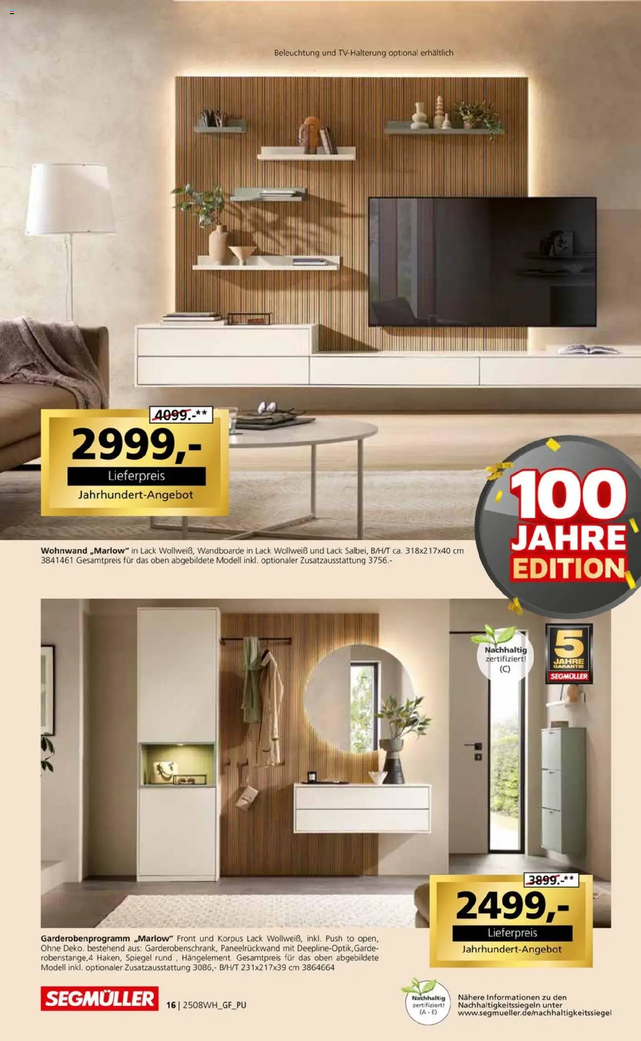 Segmüller Wohndesign - gültig ab dem 02.08.2025 | Seite: 16 | Produkte: Wohnwand, Spiegel