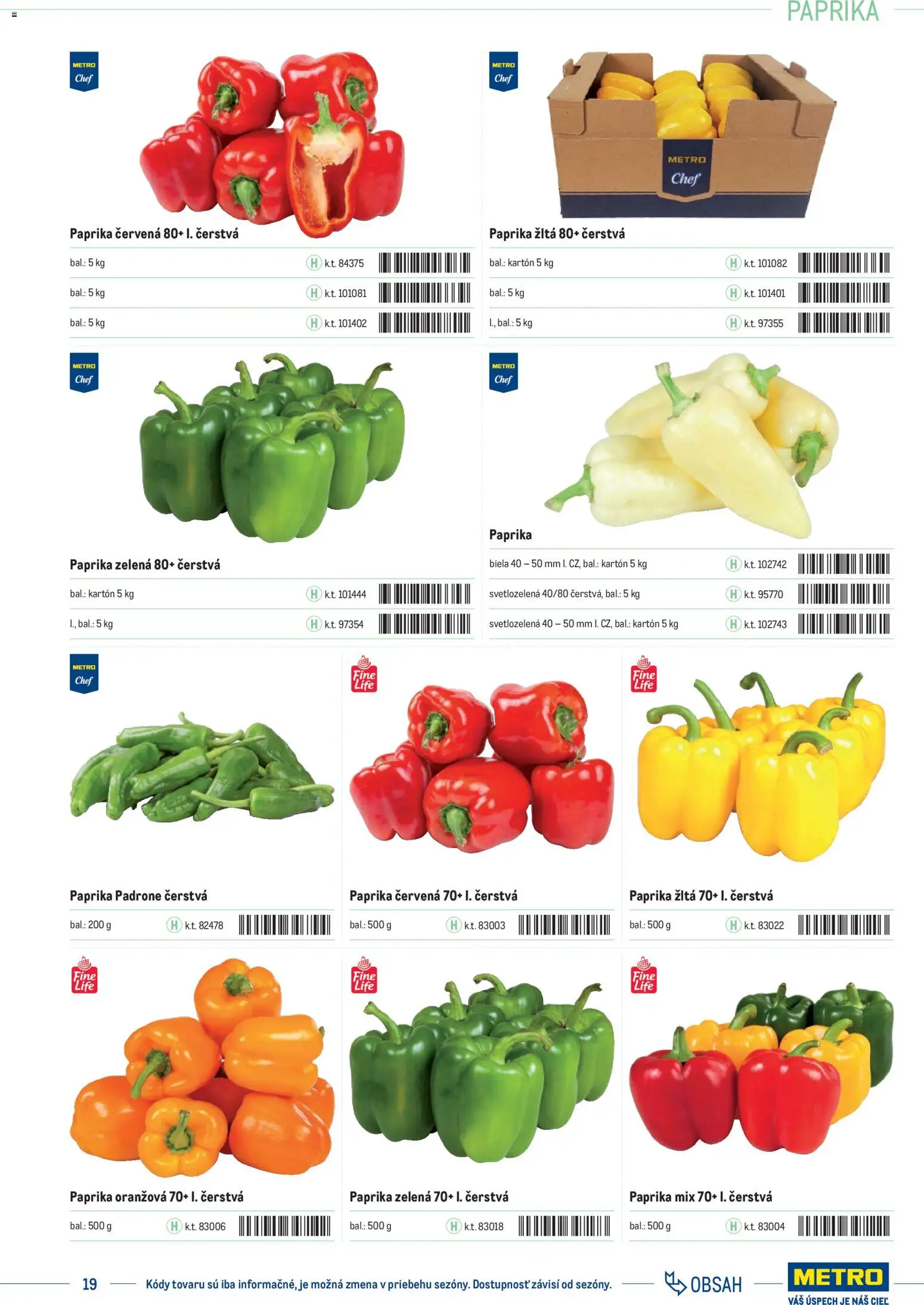 Nové Metro akcie – leták je platný od 01.01.2025 | Strana: 19 | Produkty: Paprika
