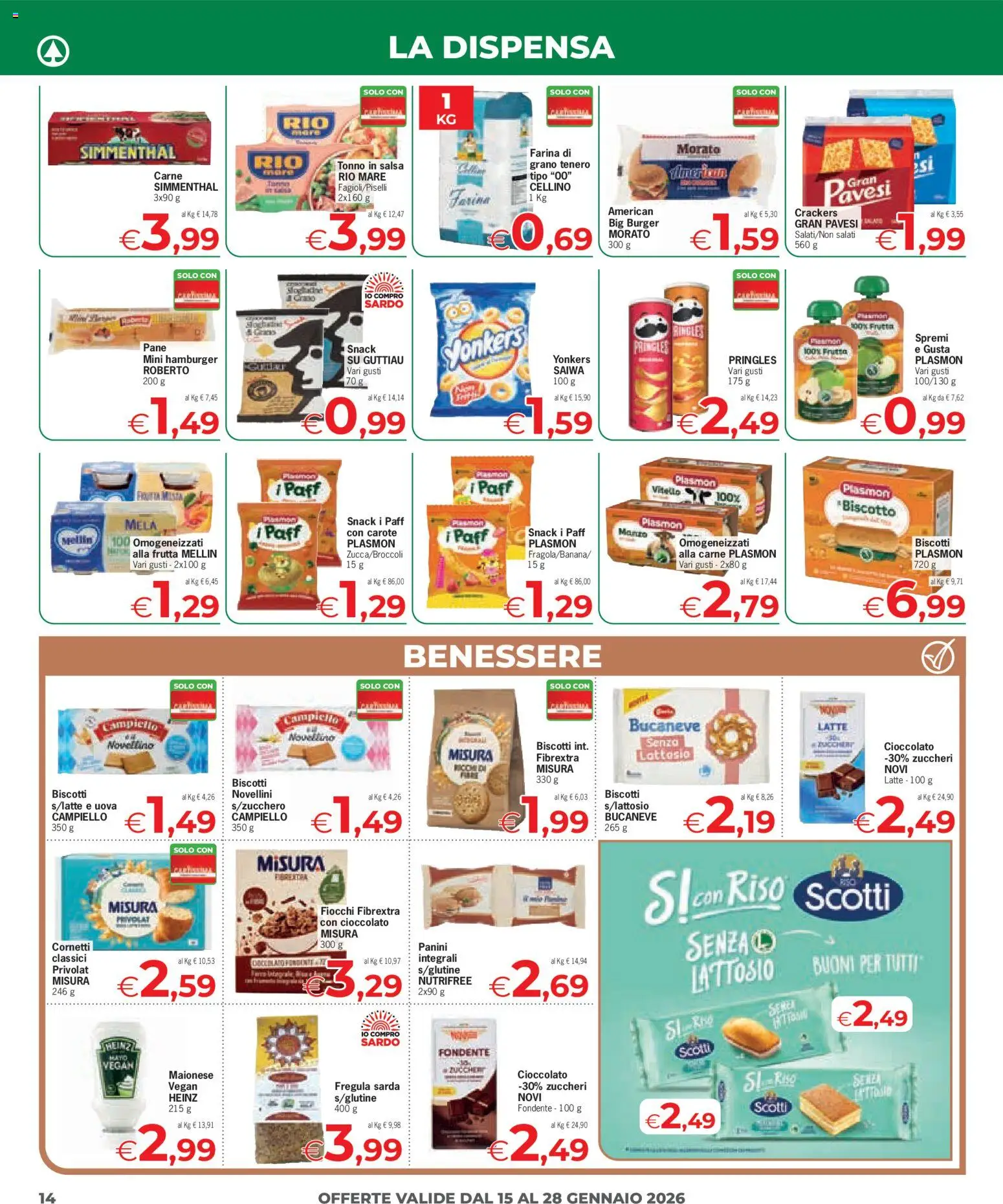 Volantino Eurospar del 15.01.2026 | Pagina: 14 | Prodotti: Uova, Biscotti, Frutta, Carote
