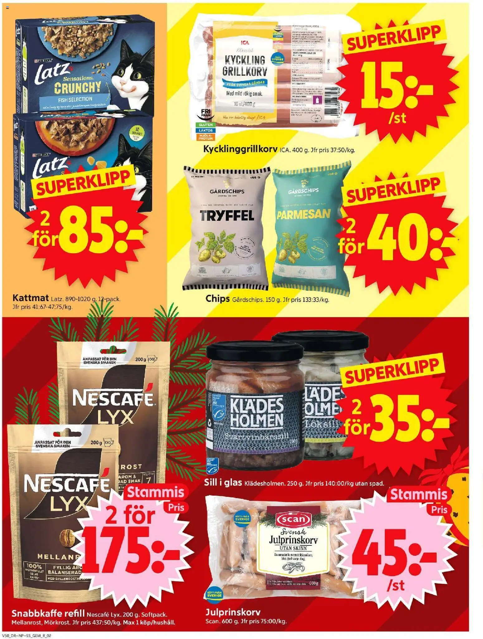 ICA Supermarket reklamblad aktuell från 08.12.2025 | Sida: 2 | Produkter: Löksill, Chips, Sill, Kattmat