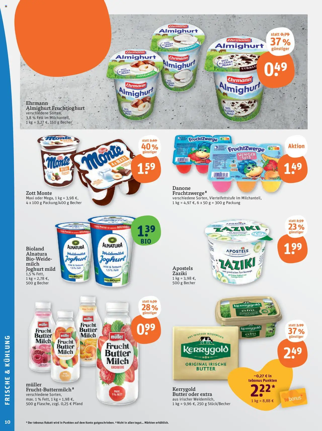 Tegut Prospekt – gültig ab 06.10.2025 | Seite: 12 | Produkte: Milch, Butter, Joghurt, Fruchtjoghurt