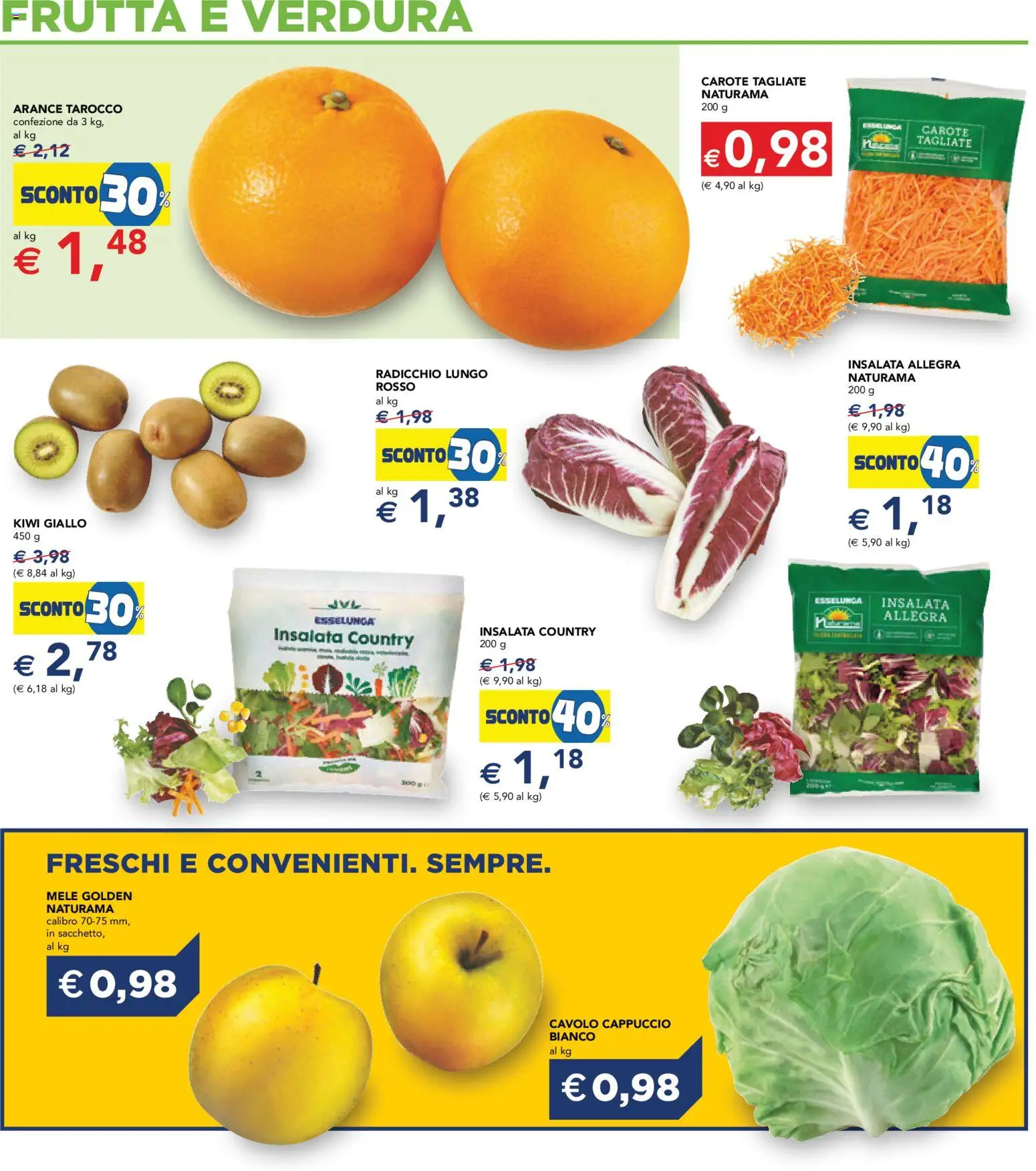 Volantino Esselunga S del 15.01.2026 | Pagina: 16 | Prodotti: Mele, Kiwi, Insalata, Cappuccio