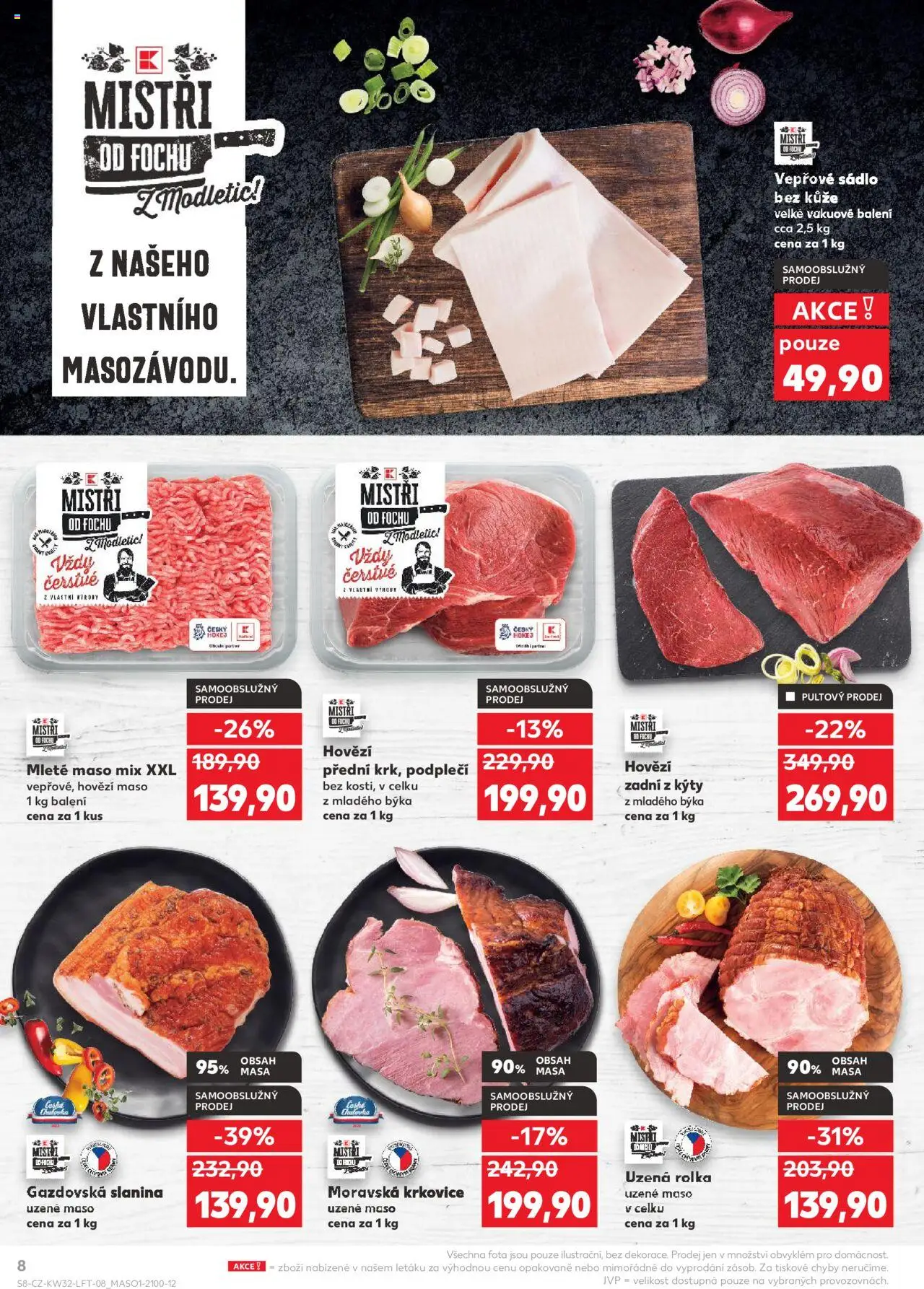 Kaufland leták - Ostrava od 06.08.2025 | Strana: 8 | Produkty: Sádlo, Uzené maso, Hovězí zadní, Slanina