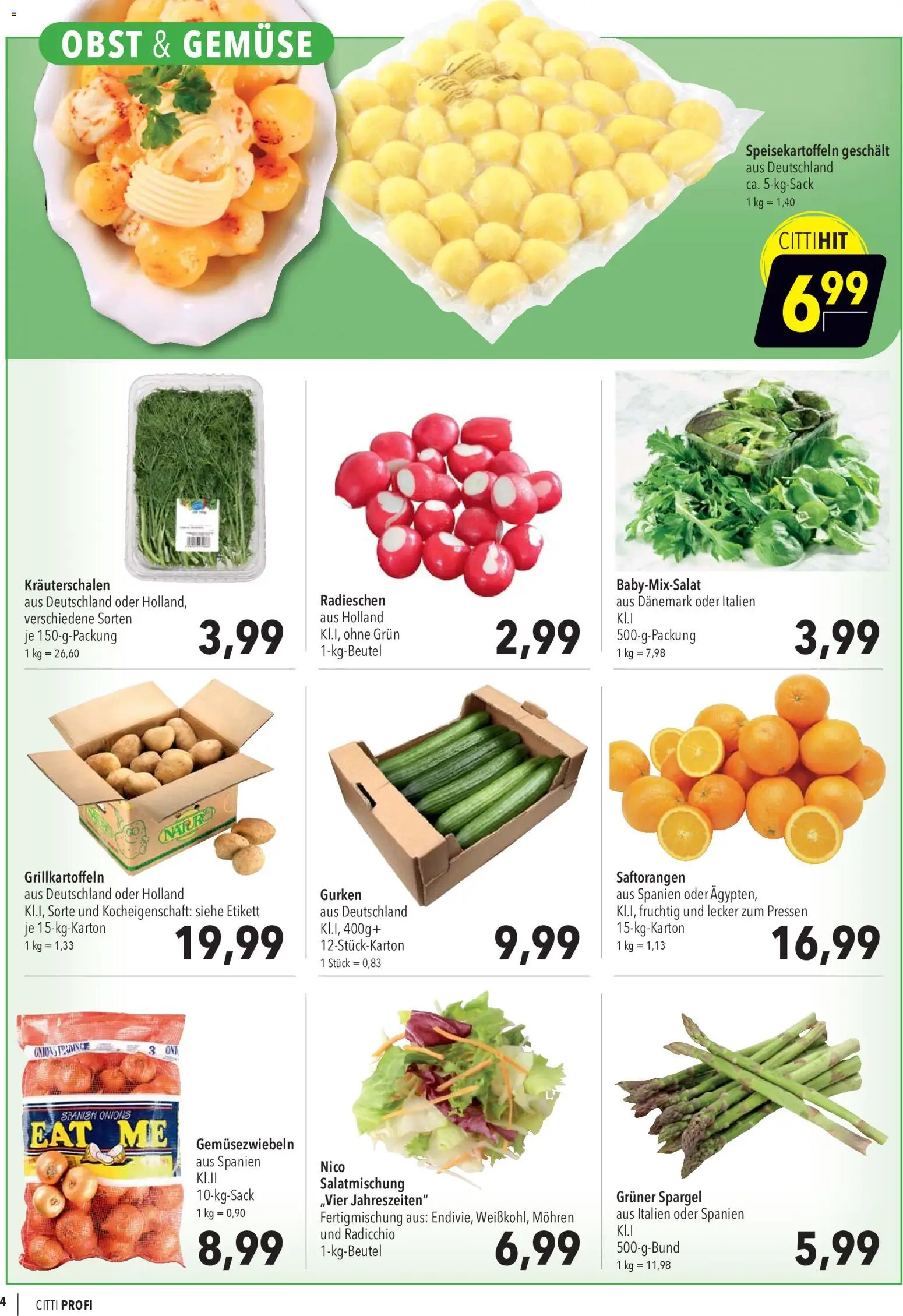 CITTI Markt Aktuelle Angebote für Profis – gültig ab 25.03.2026 | Seite: 4 | Produkte: Spargel, Mohren, Gemüse, Obst