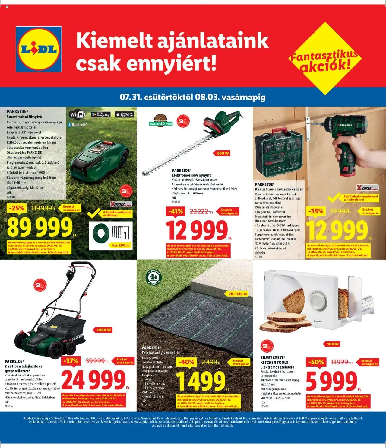 Lidl akciós ujság - amely érvényes a következő dátumtól: 31.07.2025 | Oldal: 4 | Termékek: Parkside, Robot, Kefe, Kés
