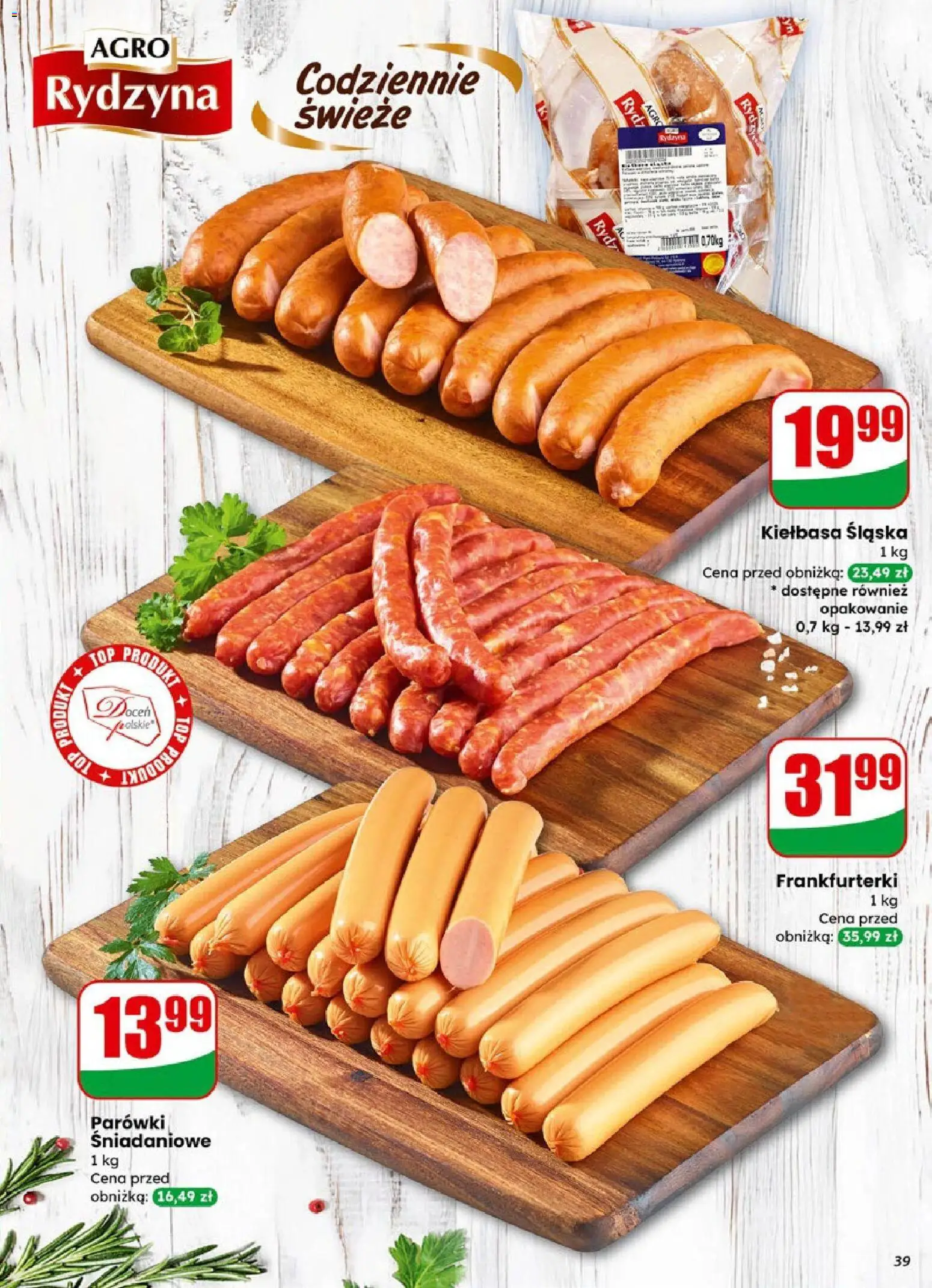 Dino Gazetka od 14.01.2026 | Strona: 39 | Produkty: Kiełbasa, Frankfurterki, Parówki, Kiełbasa śląska