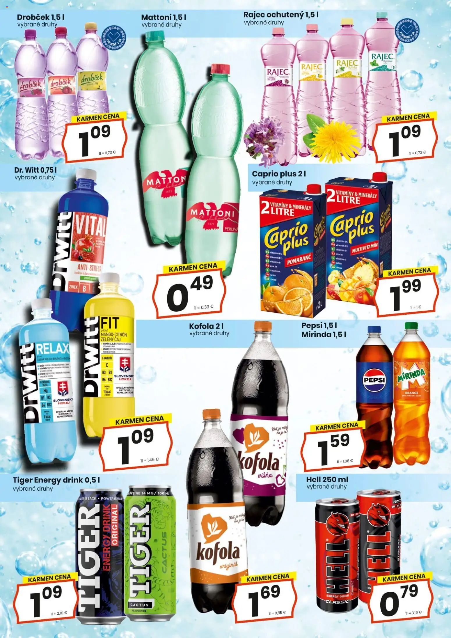 Nové KARMEN CBA akcie – leták je platný od 22.01.2026 | Strana: 14 | Produkty: Čaj, Rajec, Kofola, Pepsi