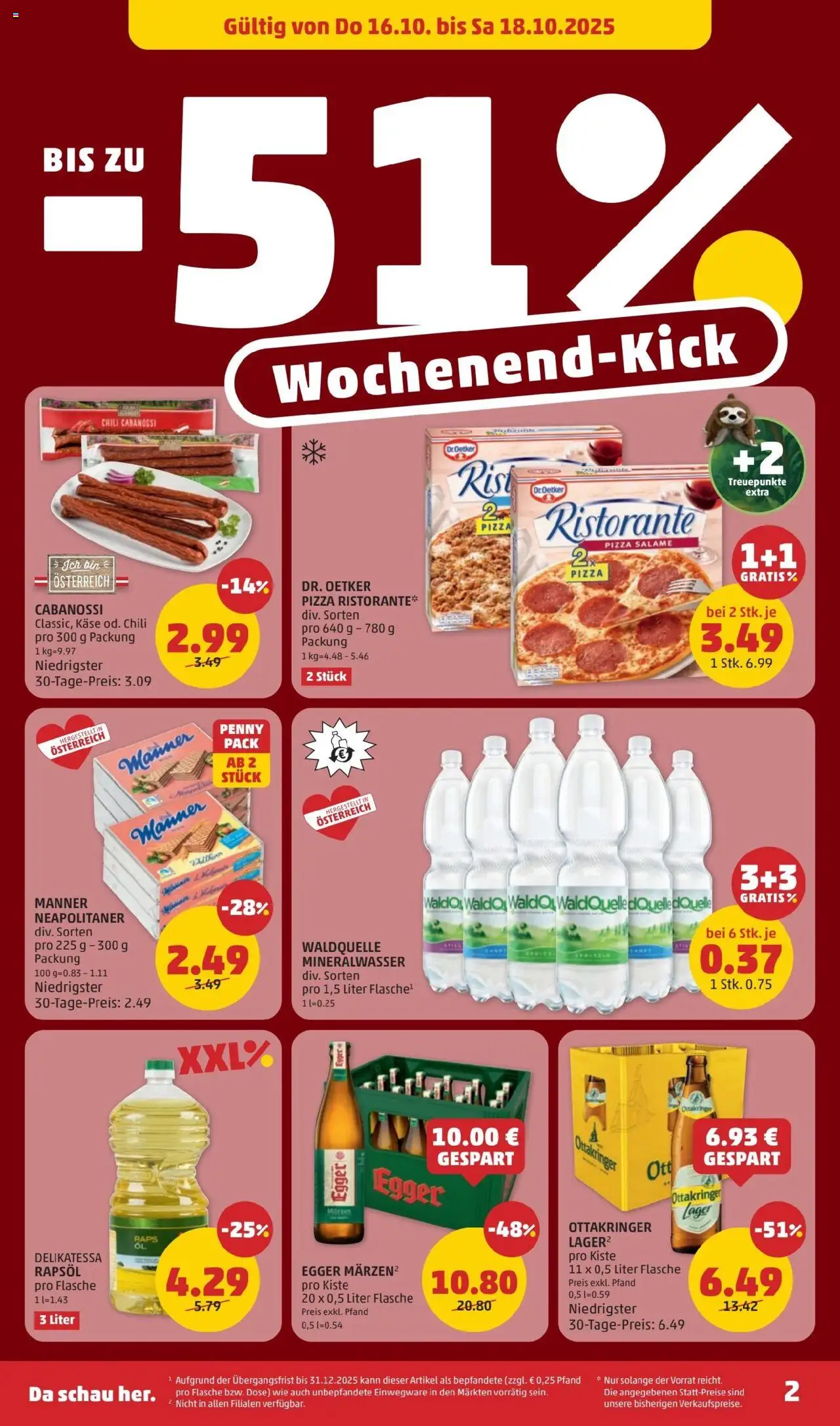 Penny Markt Flugblatt gültig ab 16.10.2025 | Seite: 2 | Produkte: Chili, Käse, Pizza