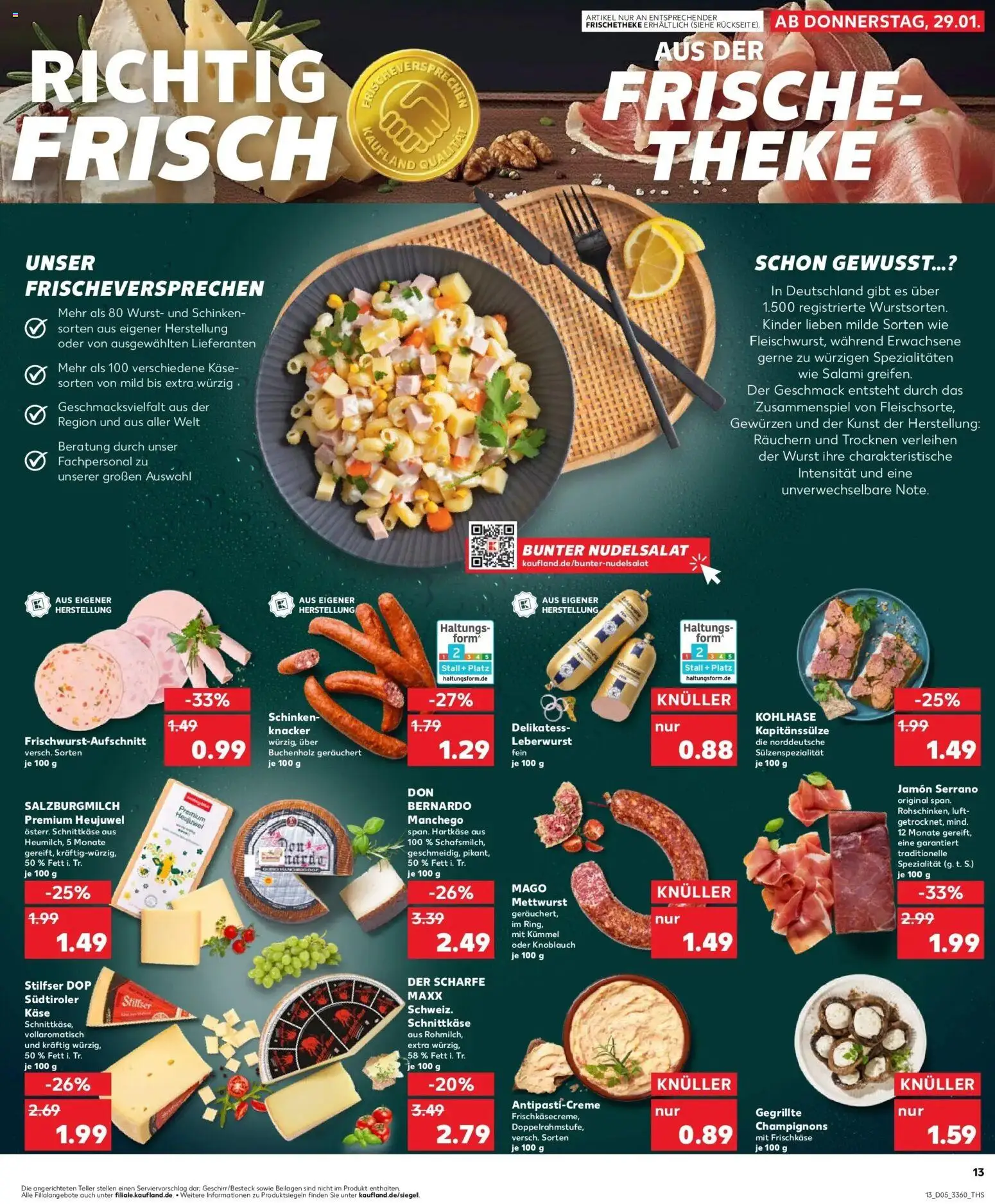 Kaufland prospekt Genthin	 – gültig ab 29.01.2026 | Seite: 13 | Produkte: Wurst, Knoblauch, Salami, Frischkase