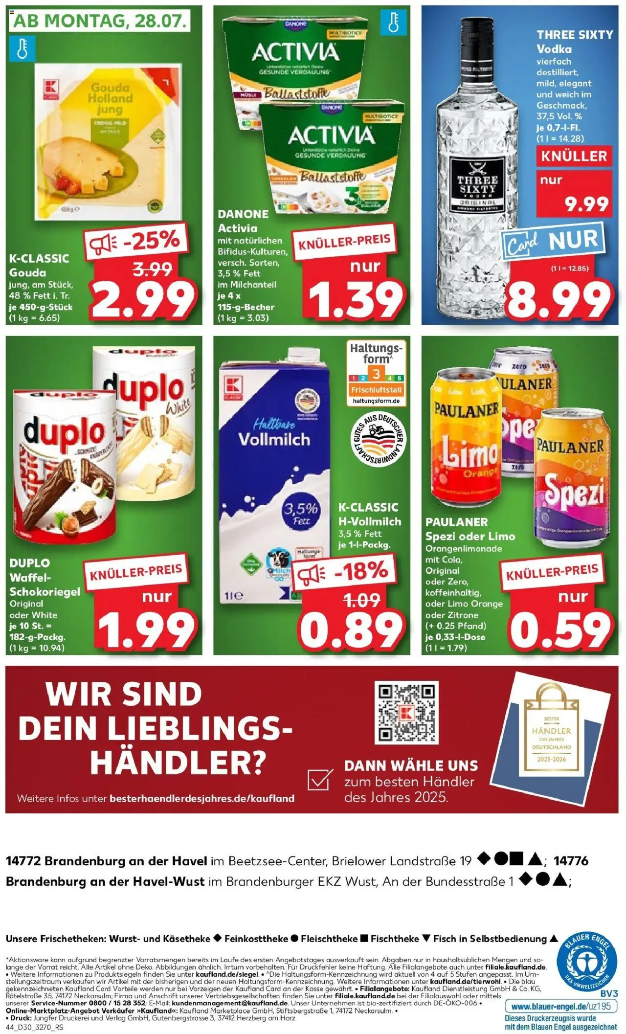 Kaufland prospekt Brandenburg An Der Havel	 - gültig ab dem 27.07.2025 | Seite: 7 | Produkte: Activia, Danone activia, Fisch, Vodka