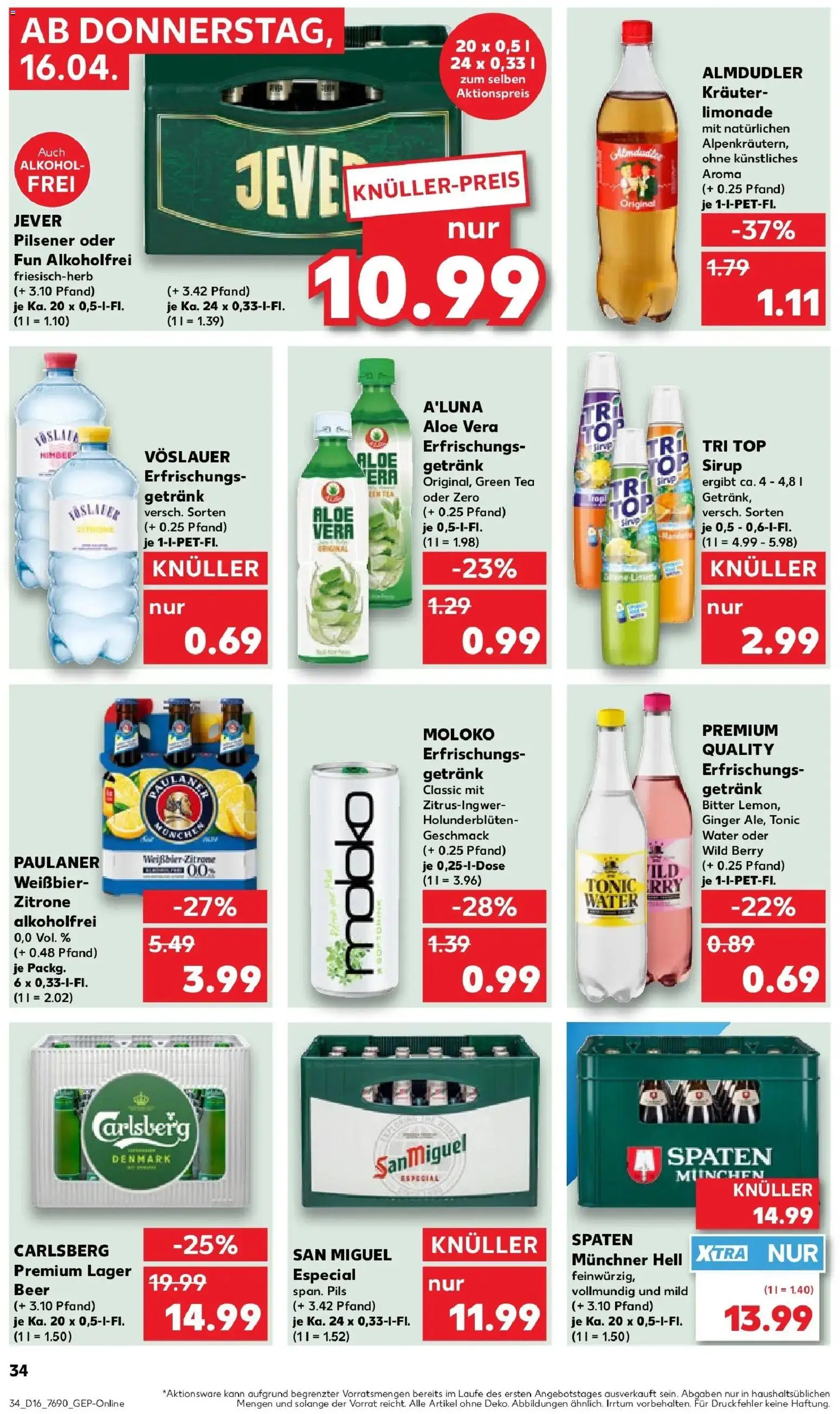 Kaufland Prospekt Backnang	 – gültig ab 16.04.2026 | Seite: 34 | Produkte: Limonade, Sirup, Zitrone, Paulaner