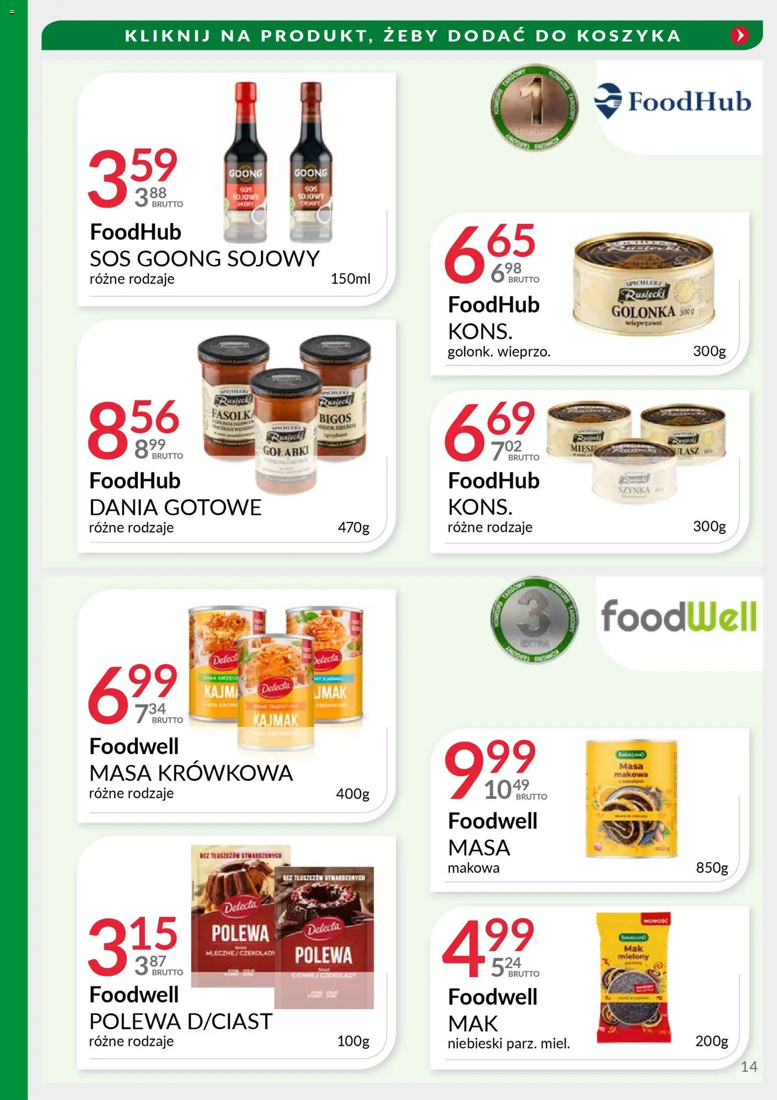 Eurocash Gazetka - Targi Jesień od 17.11.2025 | Strona: 14 | Produkty: Czekolady, Masa makowa, Szynka, Dania gotowe