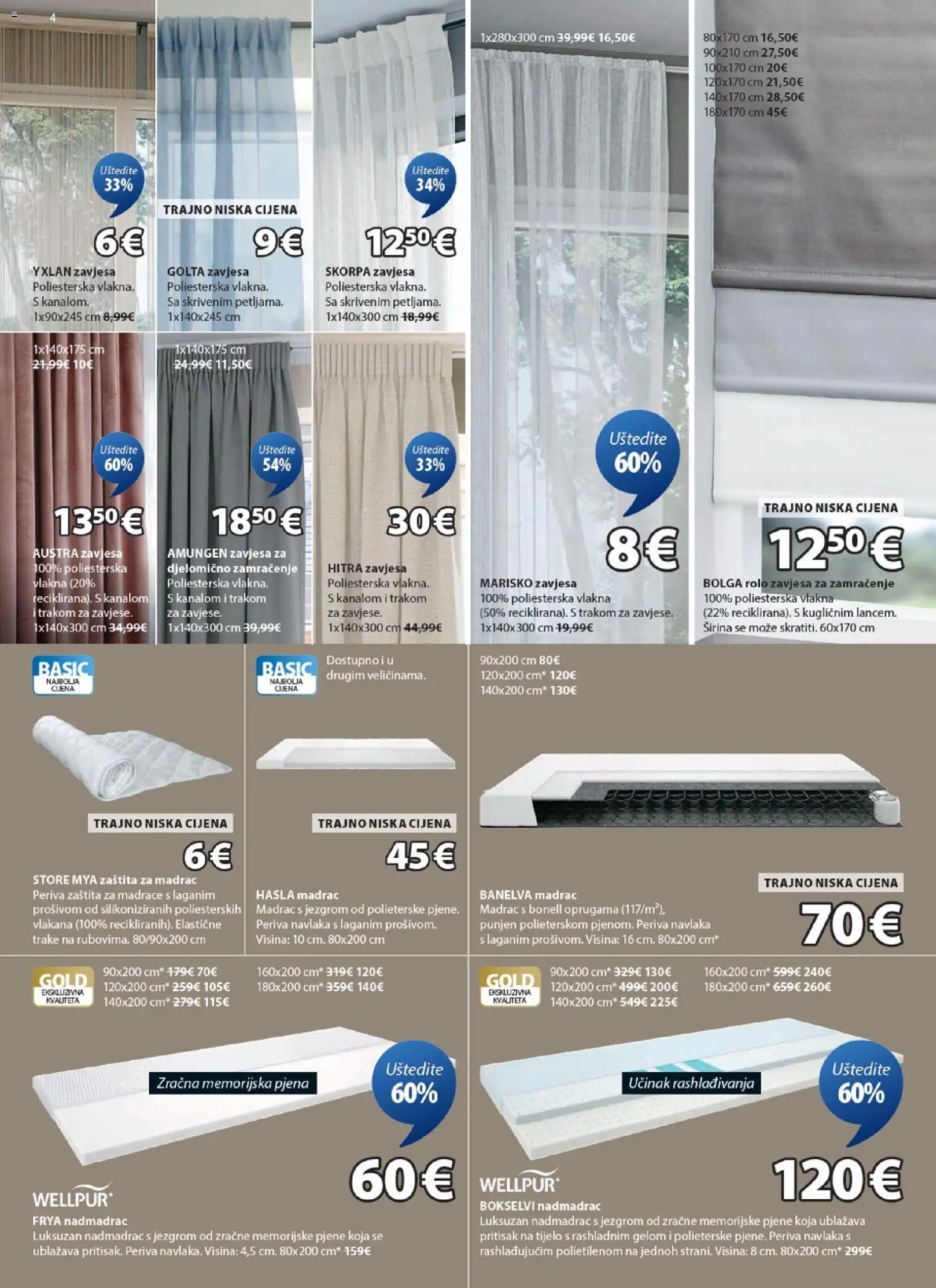JYSK katalog | vrijedi od 17.12.2025 | Stranica: 4 | Proizvodi: Rolo zavjesa, Madrac, Zavjesa, Nadmadrac