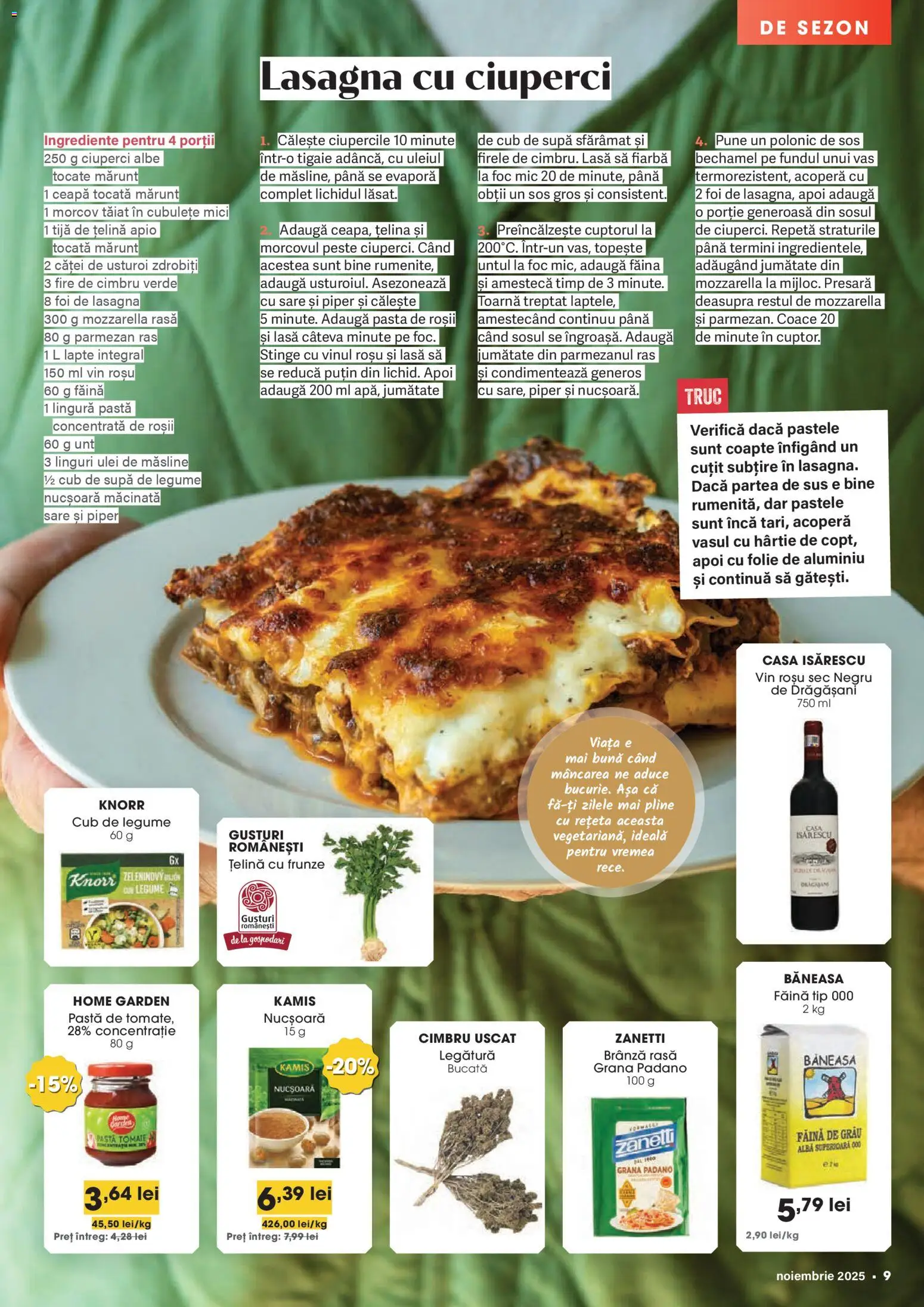 Noul catalog Mega Image – valabil de la 30.10.2025 | Pagină: 9 | Produse: Tigaie, Lasagna, Mici, Brânză
