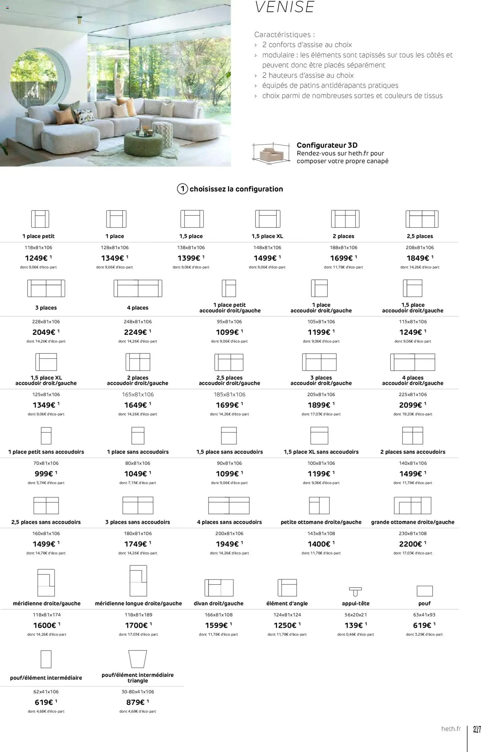 {H1} | Page: 217 | Produits: Canapé