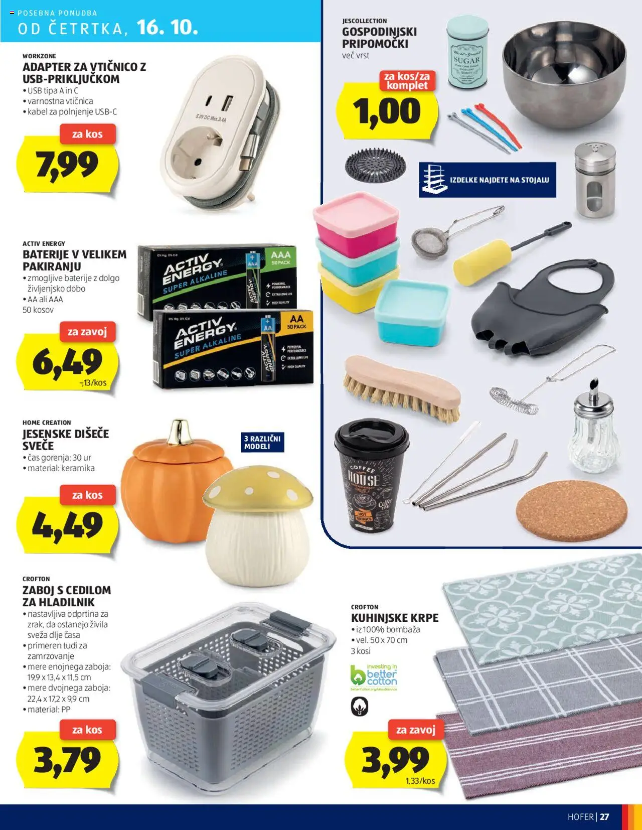 Novi Hofer katalog ponudbe – veljaven od 09.10.2025 | Stran: 27 | Izdelki: Kabel, Usb, Baterije, Zaboj