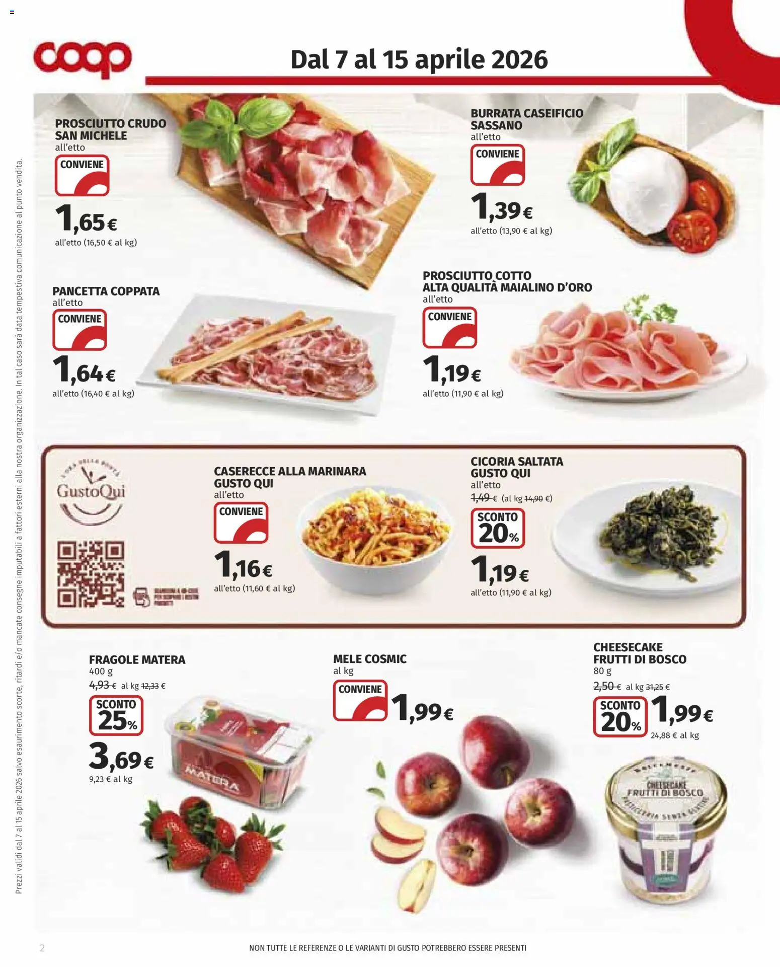 Volantino COOP del 07.04.2026 | Pagina: 2 | Prodotti: Prosciutto Cotto, Fragole, Data, Burrata