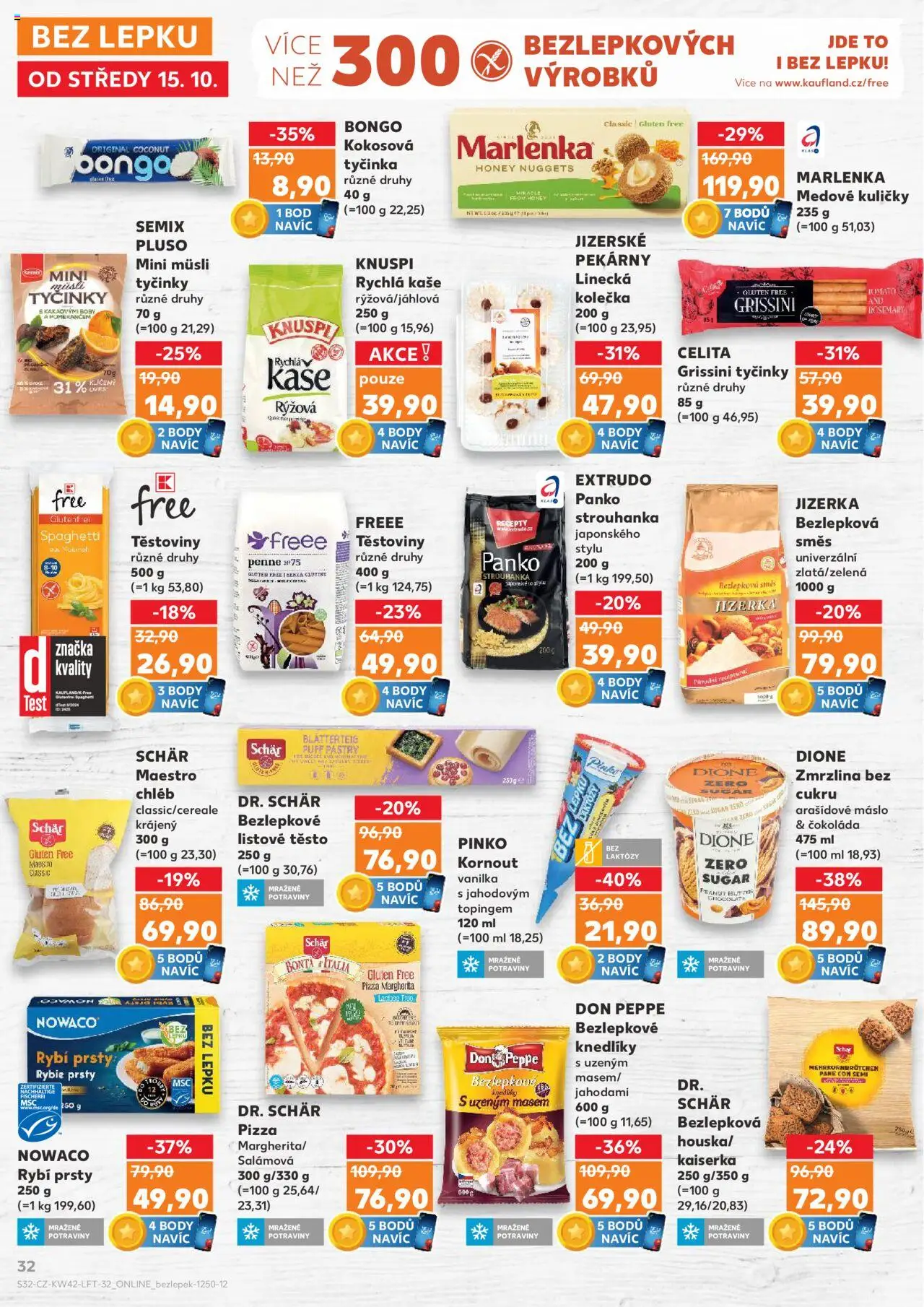 Kaufland leták - Chomutov od 15.10.2025 | Strana: 32 | Produkty: Těstoviny, Zmrzlina, Zmrzlina bez cukru, Müsli