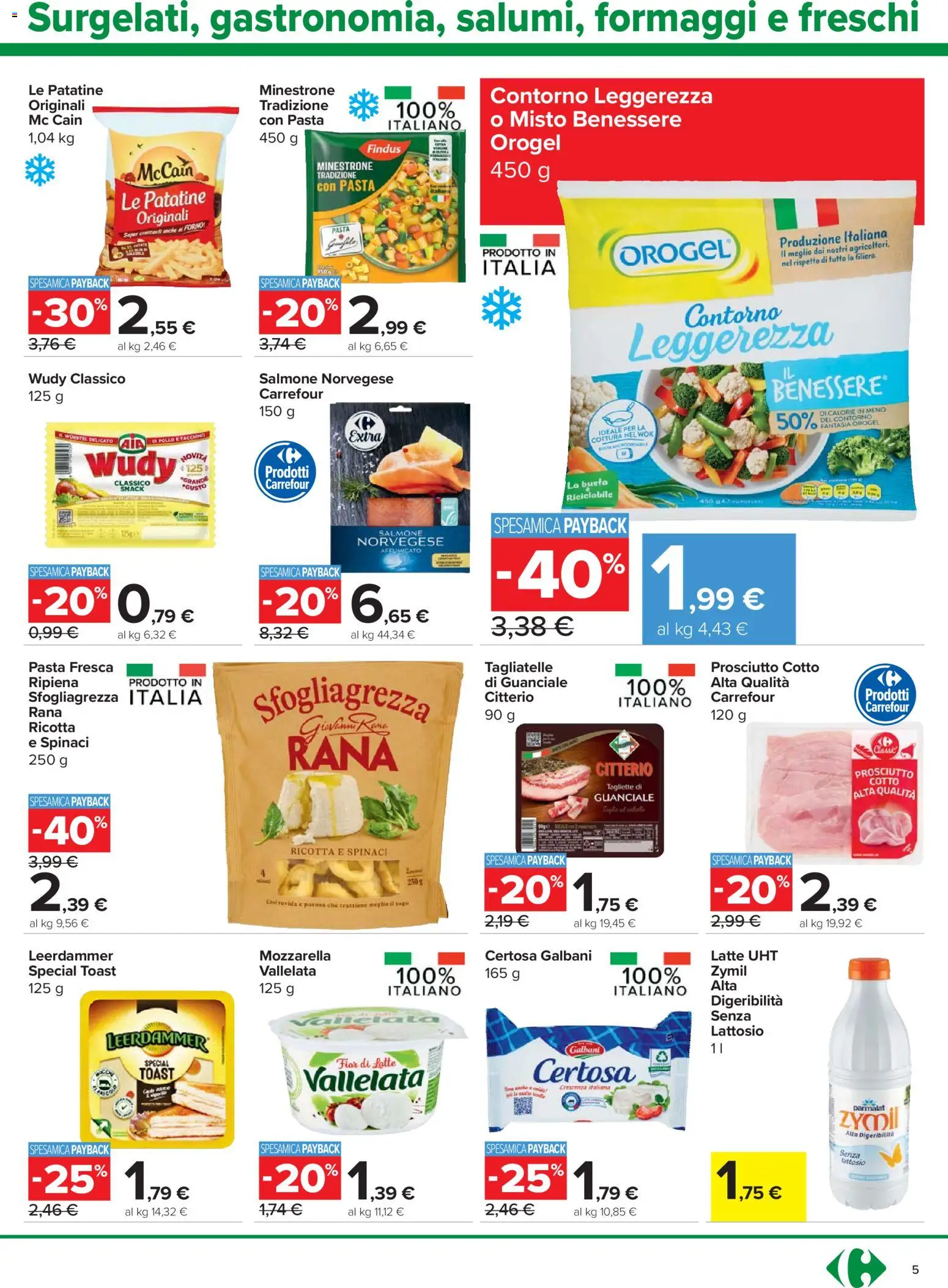 Volantino Carrefour del 06.11.2025 | Pagina: 5 | Prodotti: Minestrone, Tagliatelle, Latte, Pasta