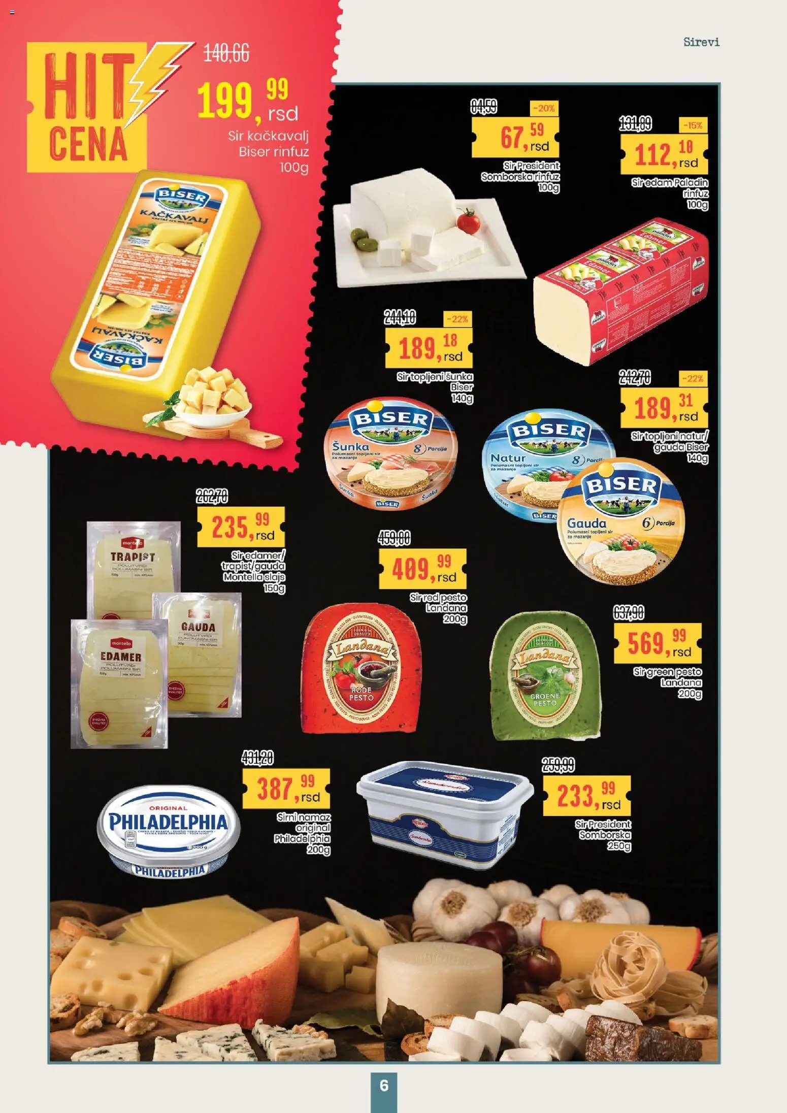 Aroma Market katalog - važi od 08.01.2026 | Strana: 6 | Proizvode: Philadelphia, Sir, Kačkavalj, Topljeni sir