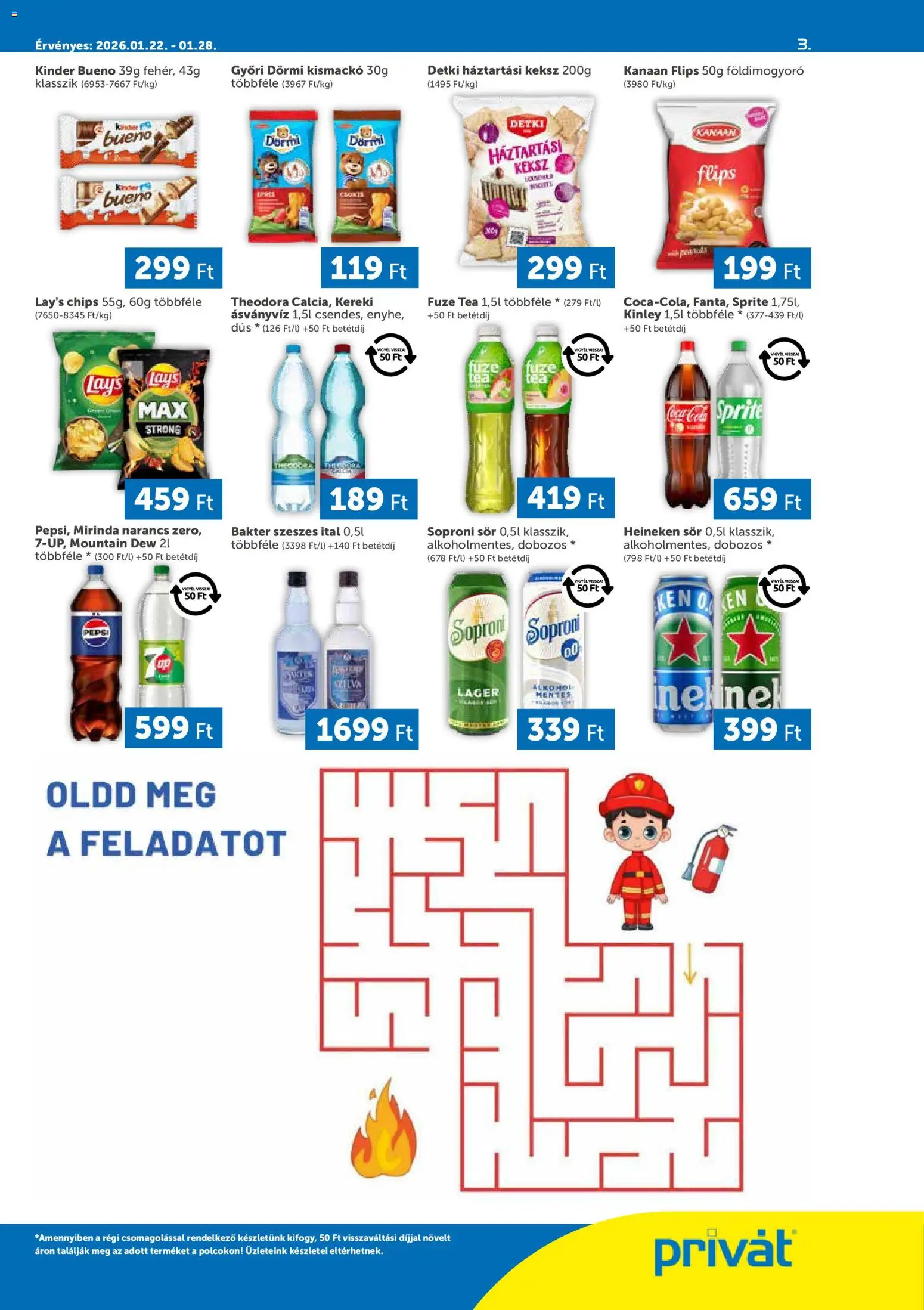 PRIVÁT akciós ujság - amely érvényes a következő dátumtól: 22.01.2026 | Oldal: 3 | Termékek: Chips, Sör, Tea, Keksz